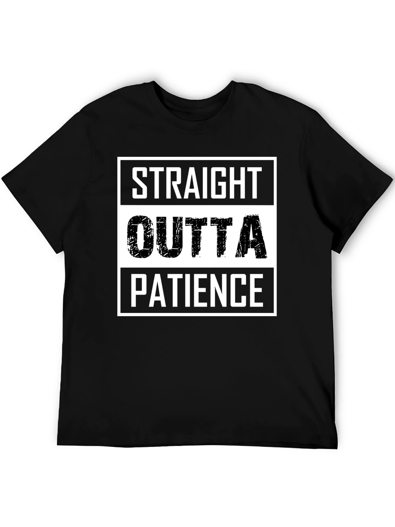 Black Straight Outta Patience T-Shirt - Funny Graphic Tee view 5