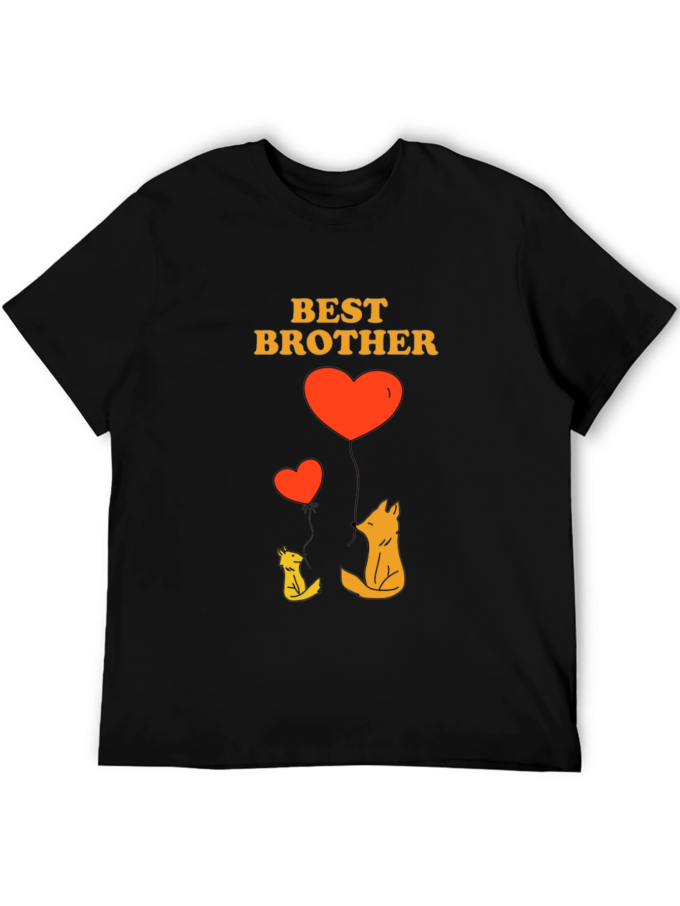 Black Best Brother Fox Heart Graphic T-Shirt view 5