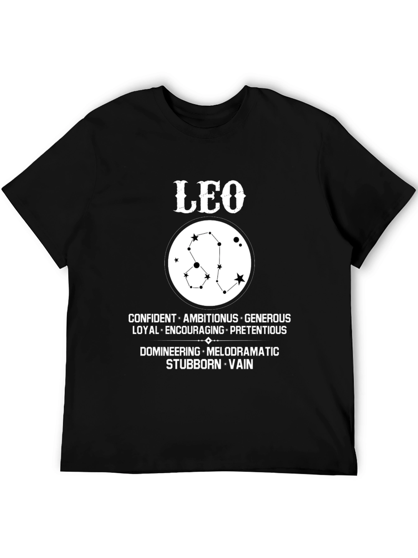 Black Leo Zodiac Constellation T-Shirt view 5