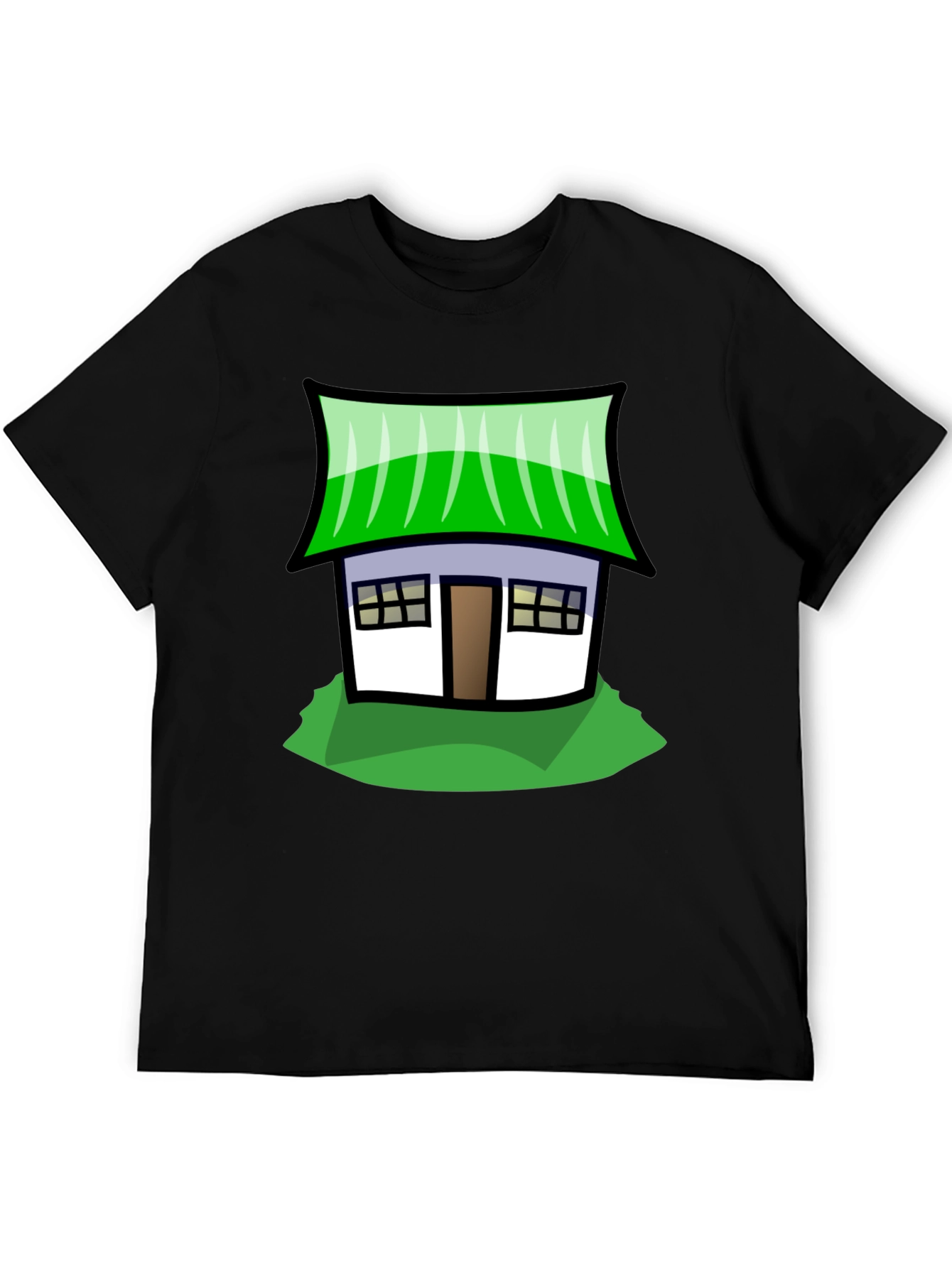 Black Cartoon House Graphic Tee - Unique Style view 5