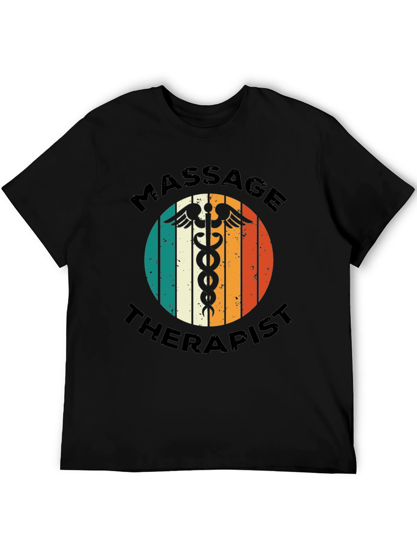 Black Massage Therapist T-Shirt - Retro Medical Design view 5