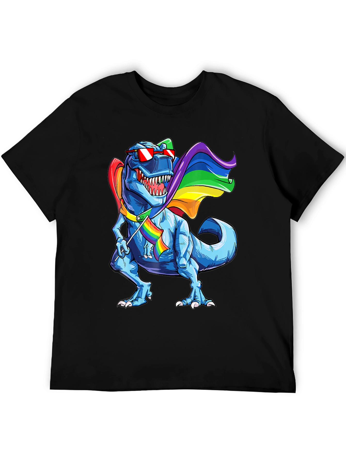 Black Rainbow Dinosaur Pride T-Shirt view 5