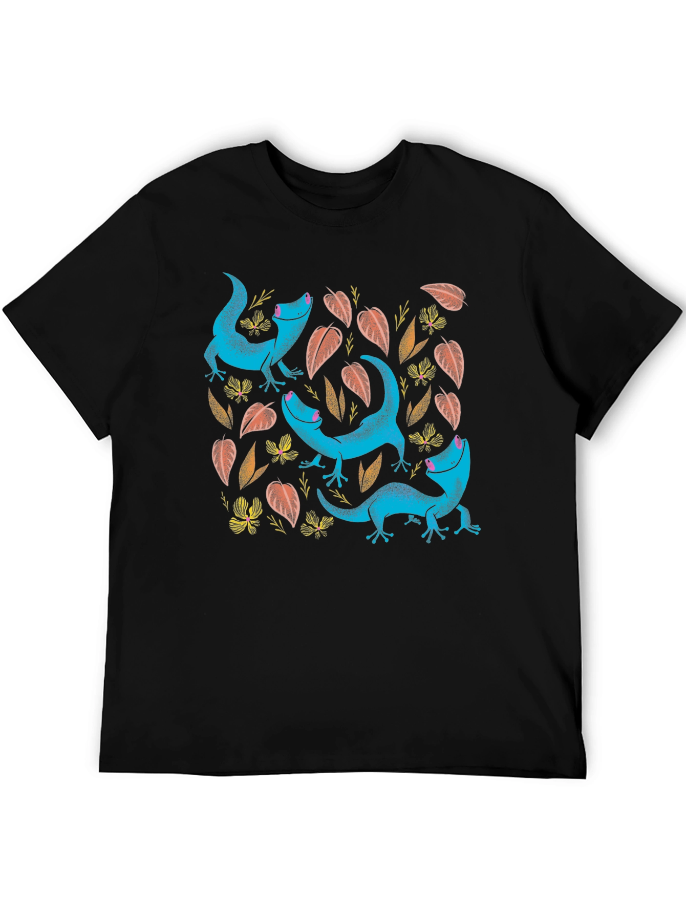 Black Lizard Print Black T-Shirt view 5