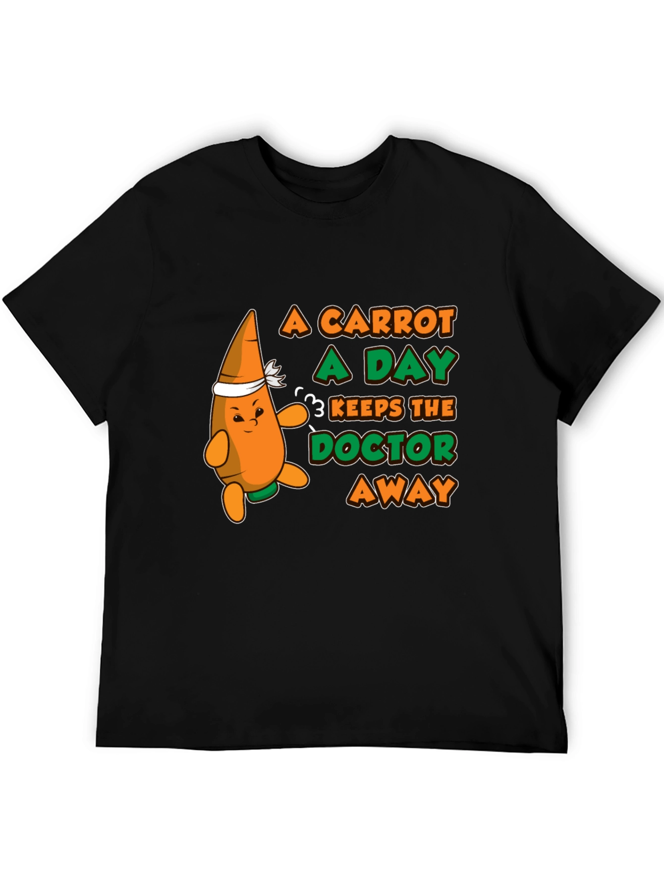 Black A Carrot a Day T-Shirt - Funny Health Tee view 5