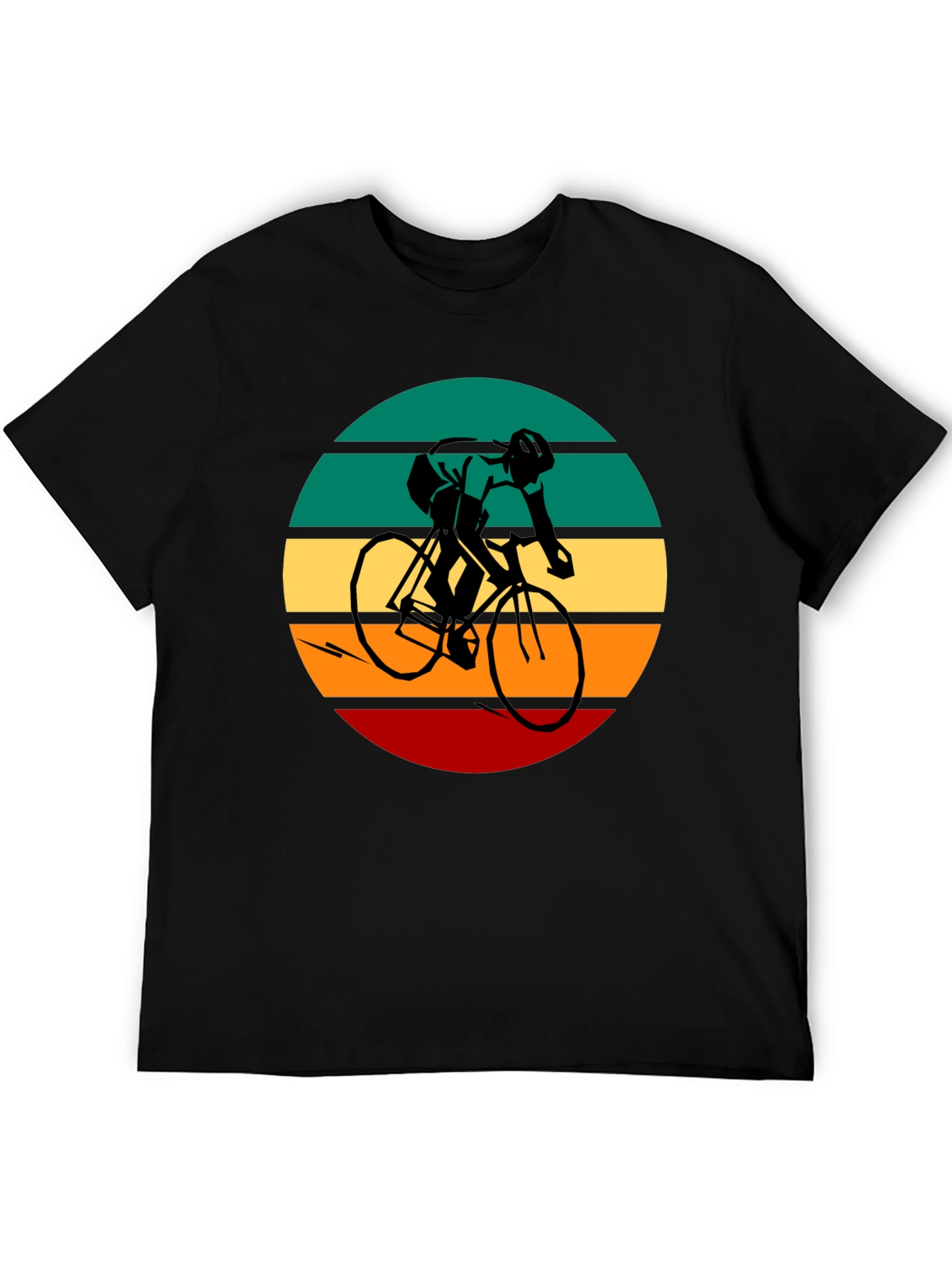 Black Retro Cycling Graphic Tee - Black Cotton Blend view 5