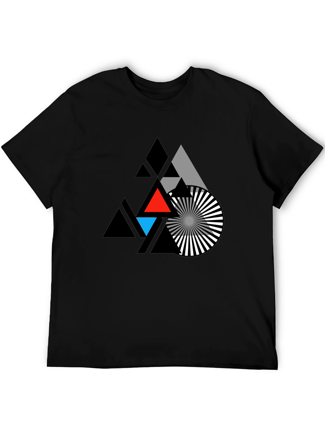 Black Geometric Triangle Graphic T-Shirt view 5