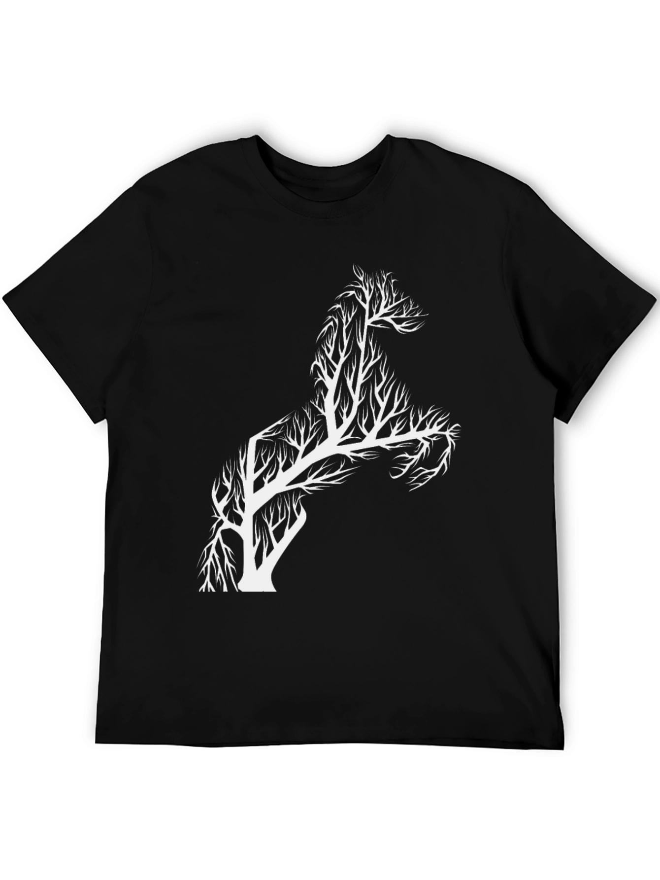 Black Horse Tree T-Shirt - Unique Graphic Tee view 5