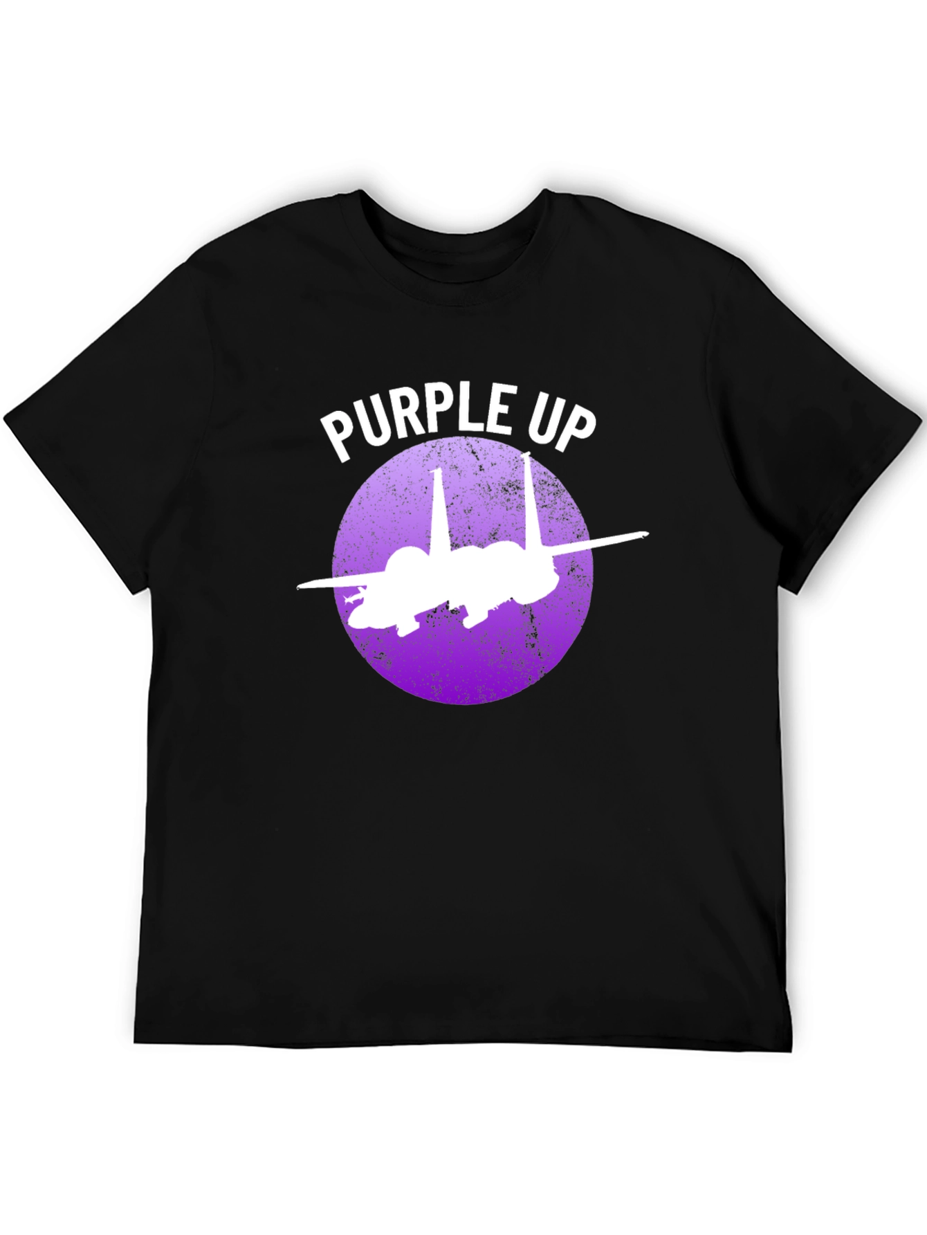 Black Purple Up F-15 Fighter Jet Graphic T-Shirt view 5