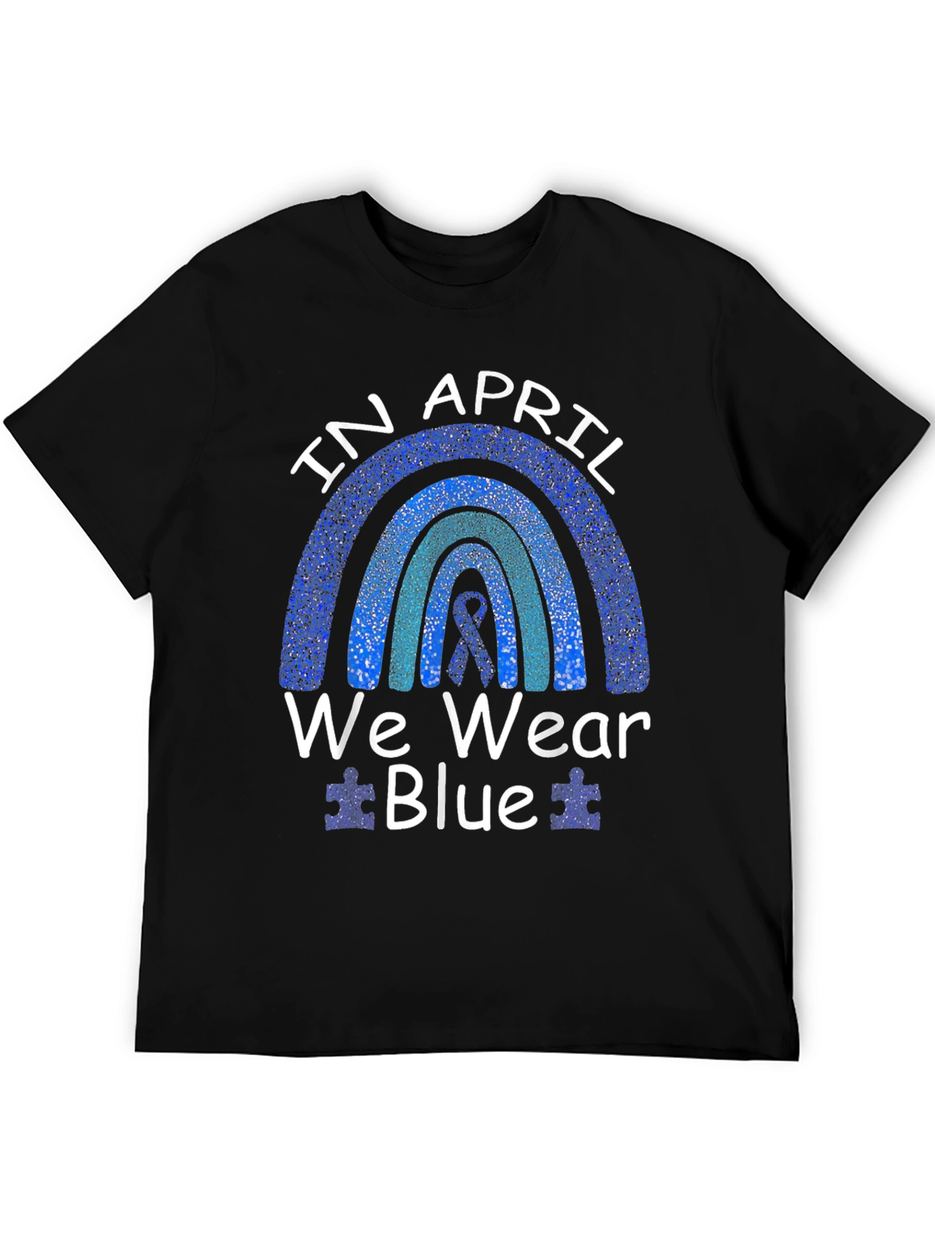 Black April Autism Awareness T-Shirt - We Wear Blue view 5