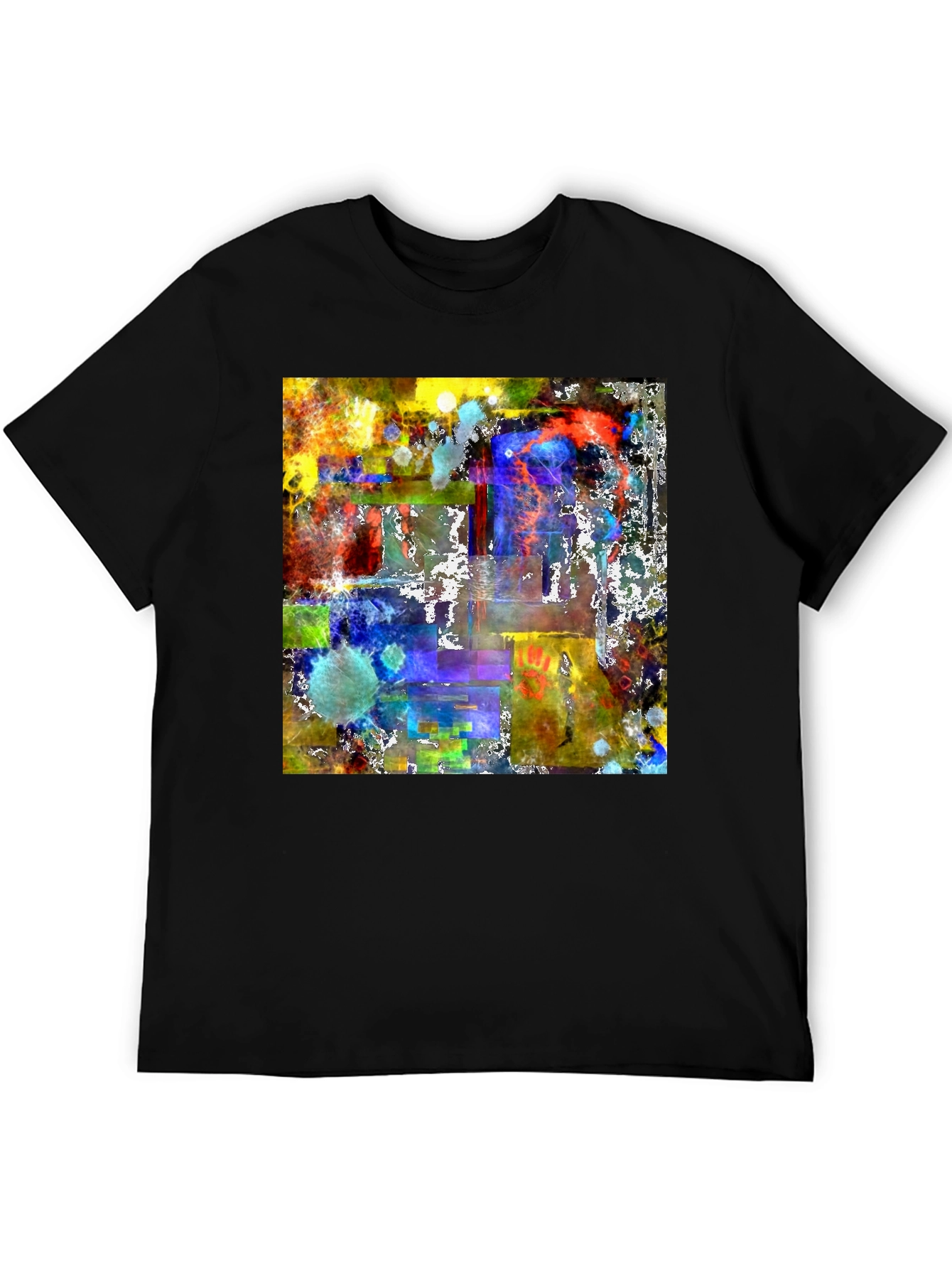 Black Abstract Art Graphic Tee - Men's Black T-Shirt view 5