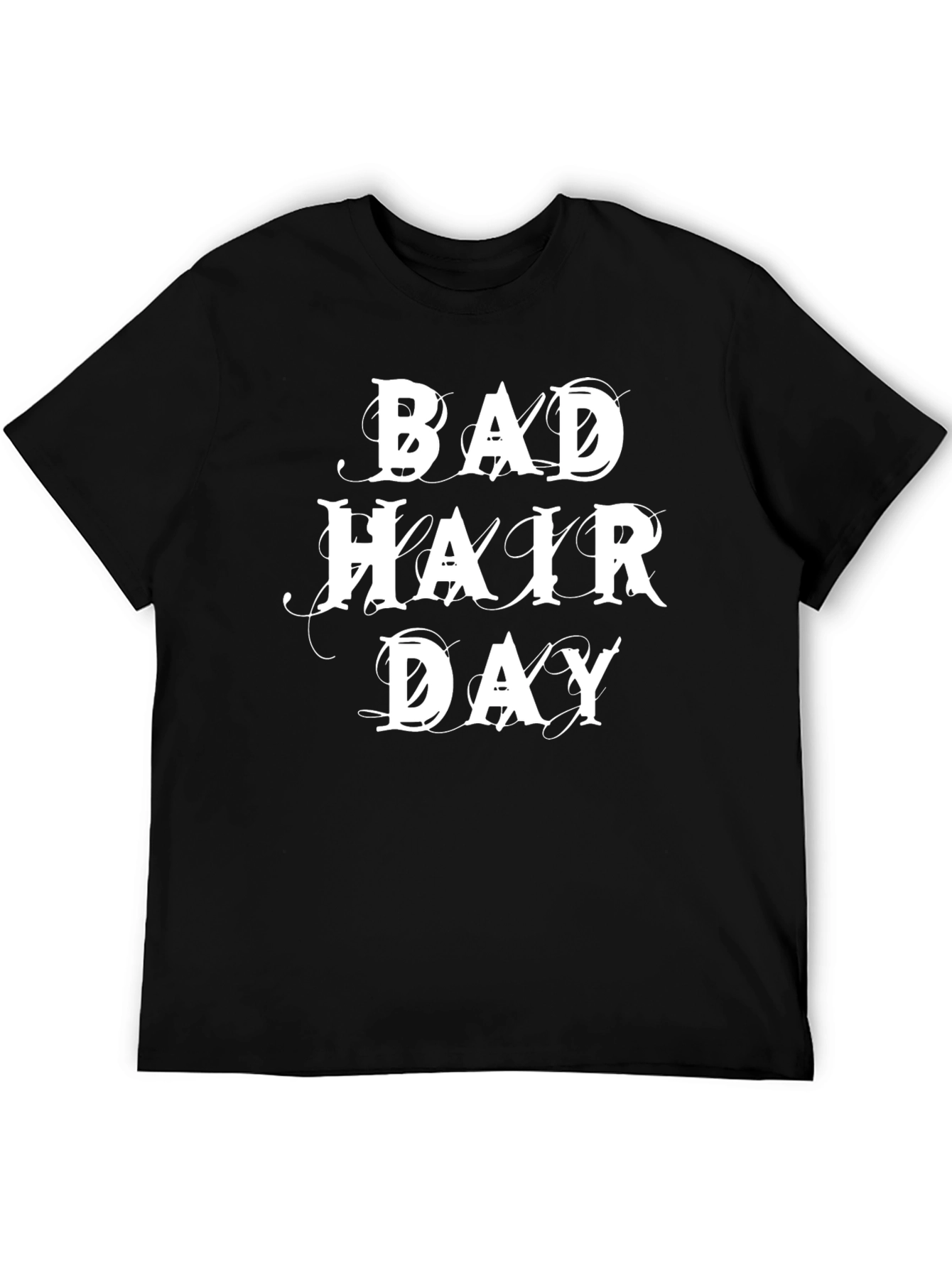 Black Bad Hair Day Graphic Tee - Black Casual T-Shirt view 5