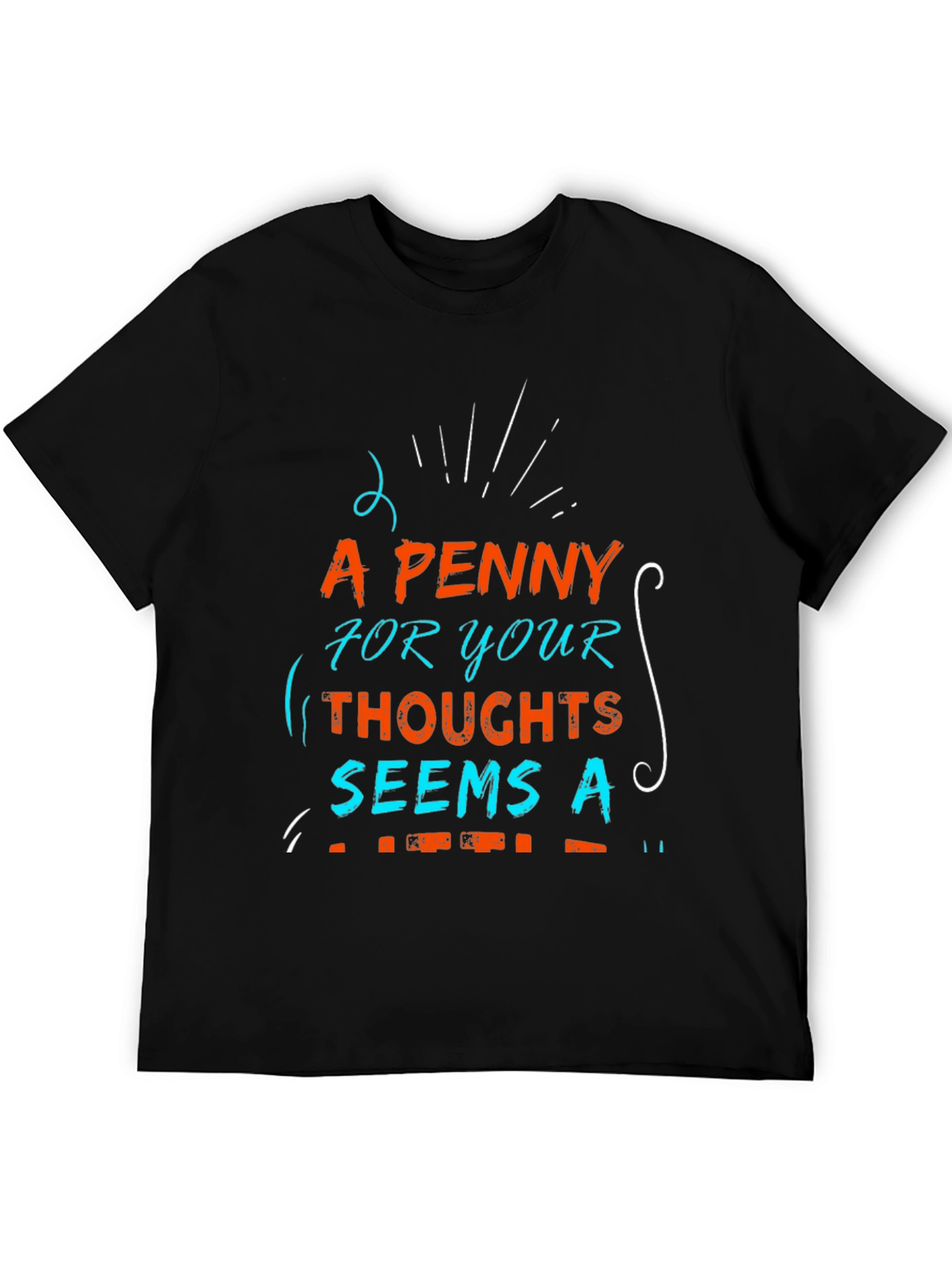 Black A Penny for Your Thoughts Graphic T-Shirt view 5