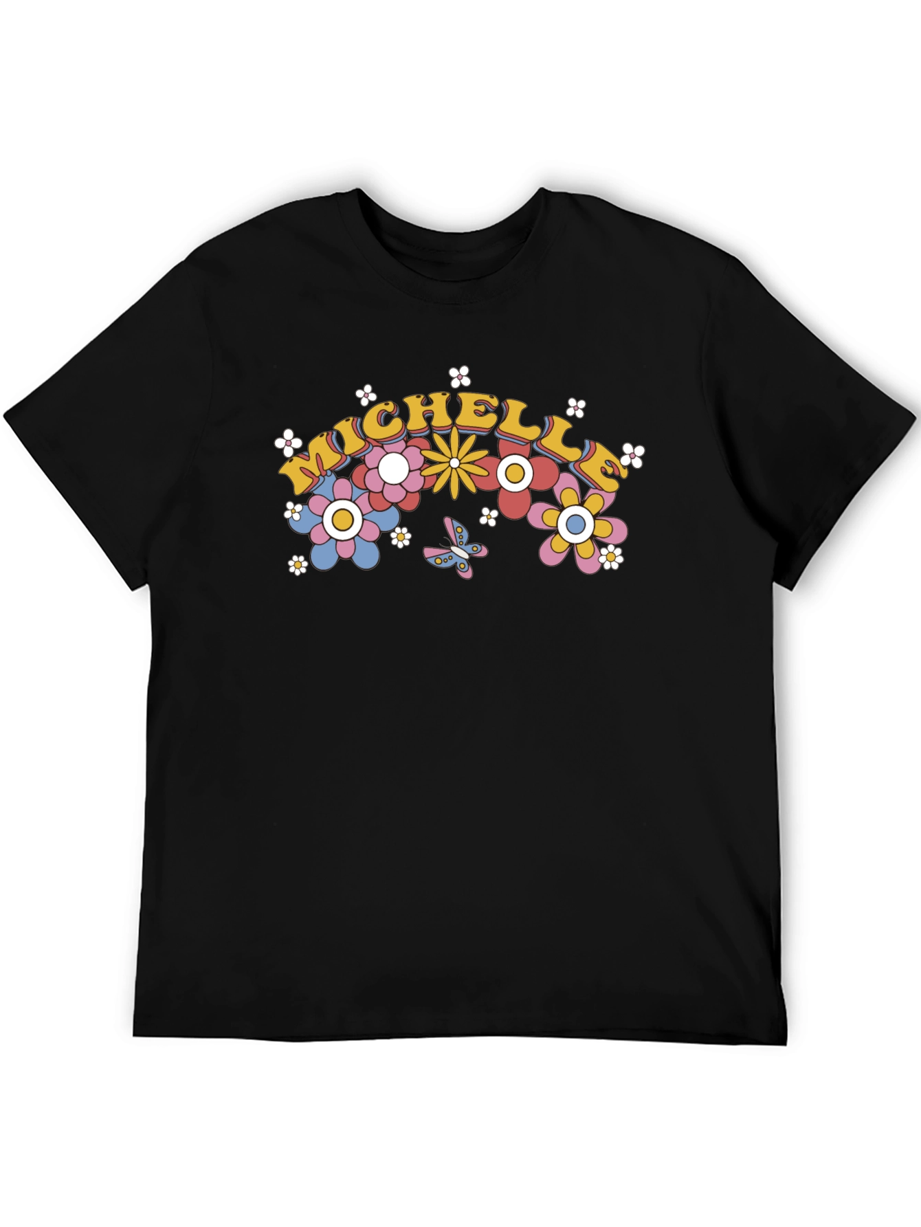Black Michelle Floral T-Shirt - Retro Groovy Style view 5