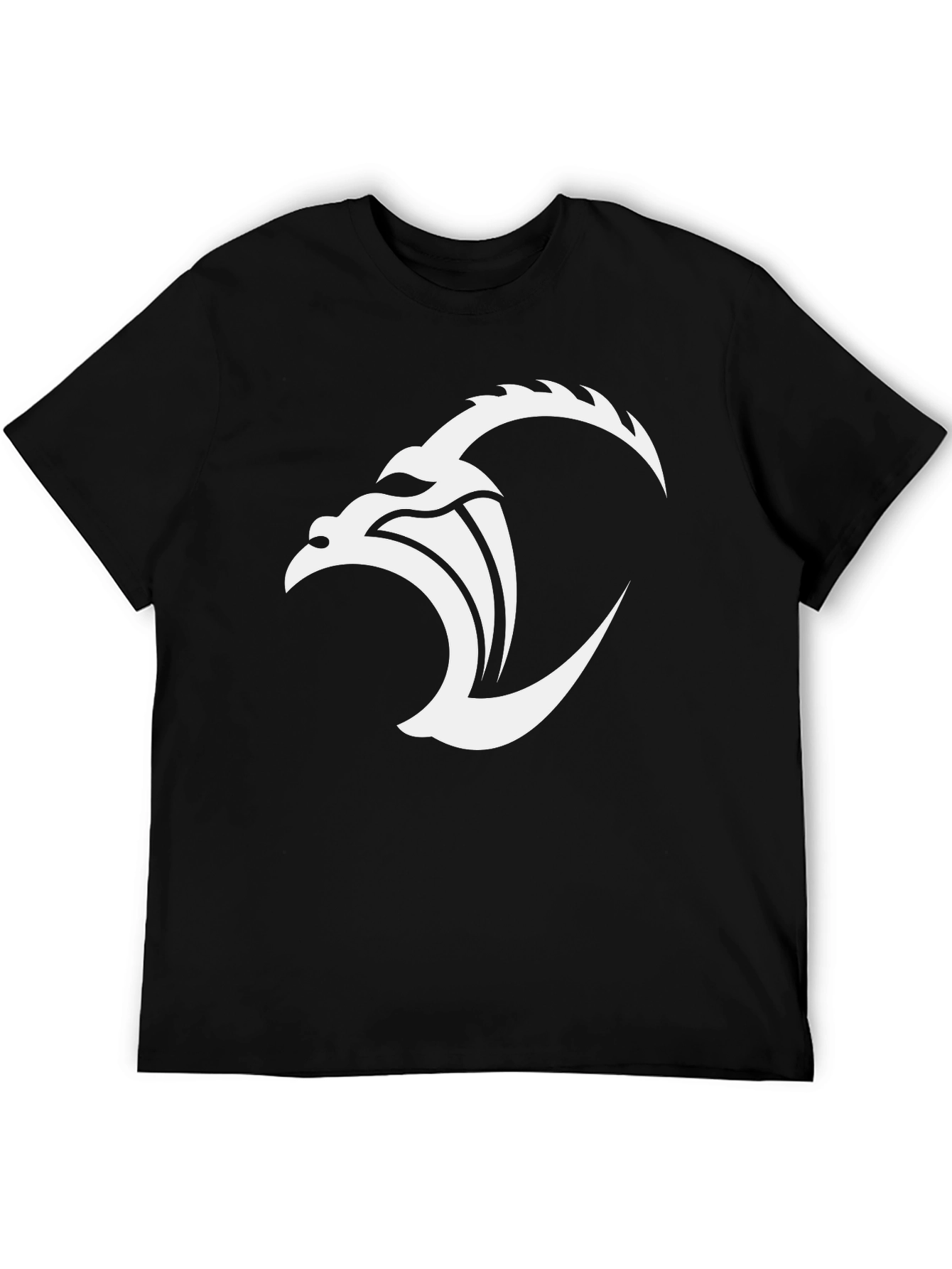 Black Black T-Shirt with White Dragon Graphic view 5