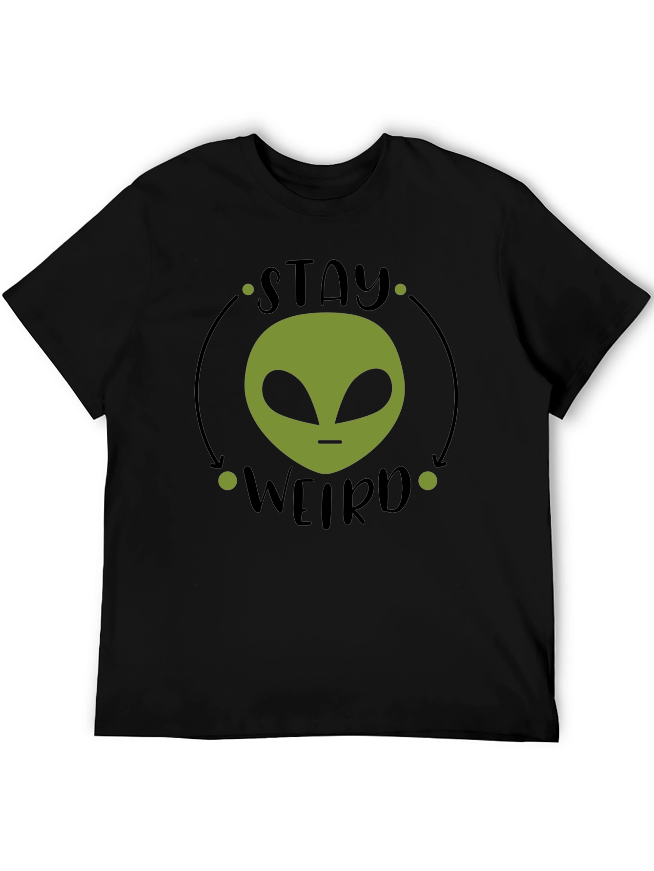 Black Stay Weird Alien Graphic Tee - Black Cotton T-Shirt view 5