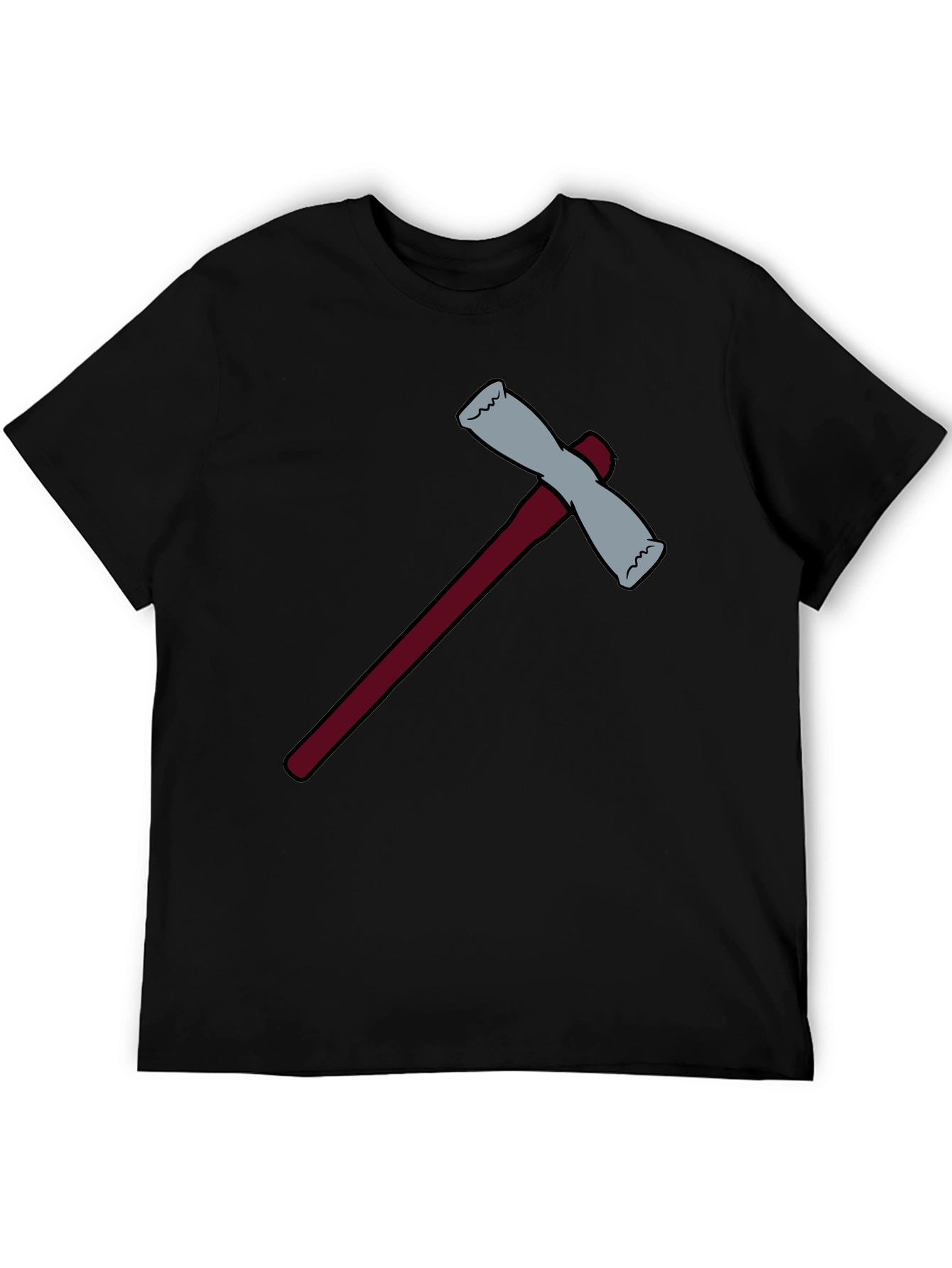 Black Cartoon Axe Graphic Tee - Black Cotton Blend view 5