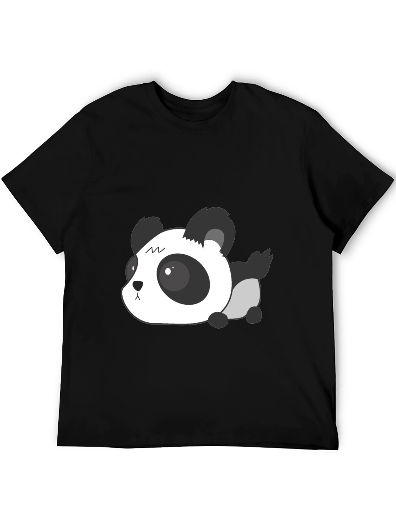 Black Cute Panda Graphic Tee - Soft Black T-Shirt view 5