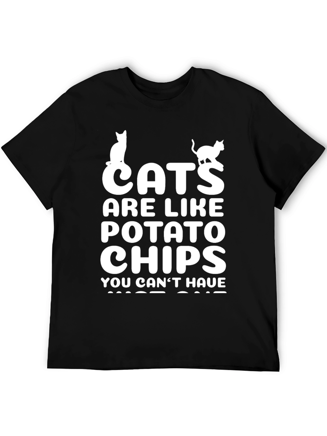 Black Cats are Like Potato Chips Funny Black T-Shirt view 5
