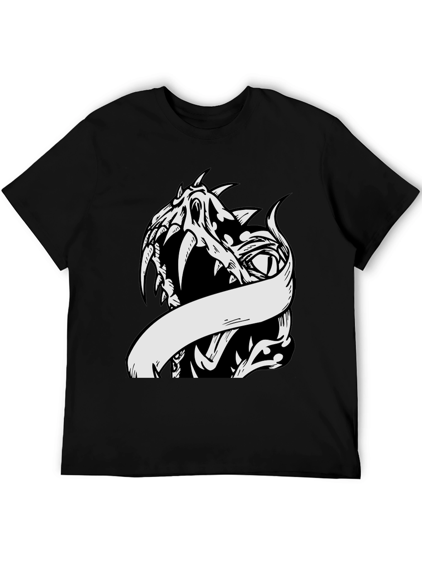 Black Black T-Shirt with Dragon Graphic view 5