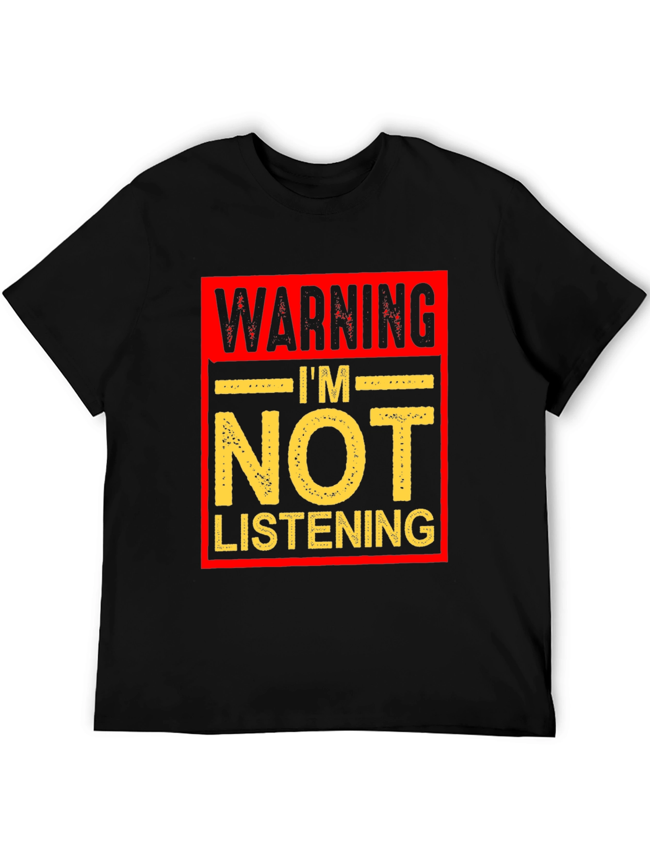 Black Warning I'm Not Listening Graphic T-Shirt view 5