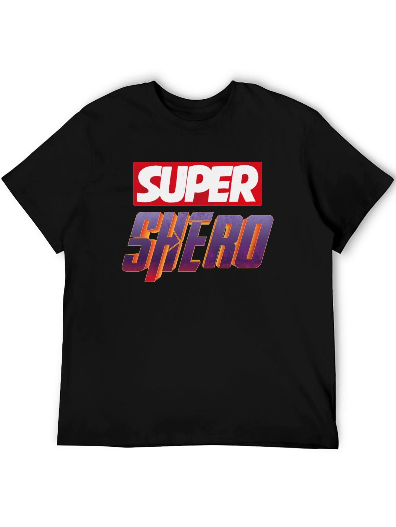 Black Super Shero Graphic Tee - Black Unisex T-Shirt view 5