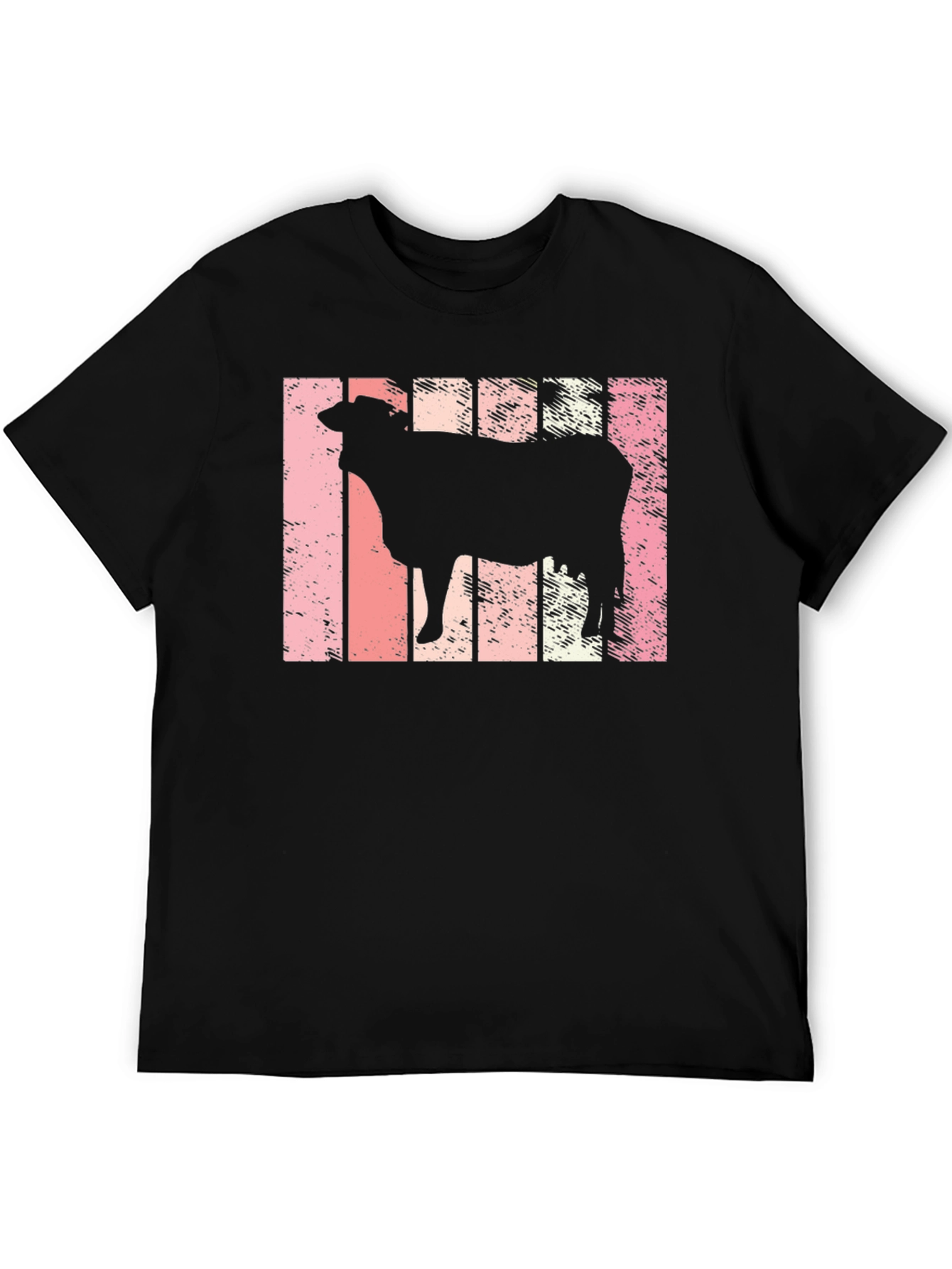 Black Retro Cow Silhouette T-Shirt view 5