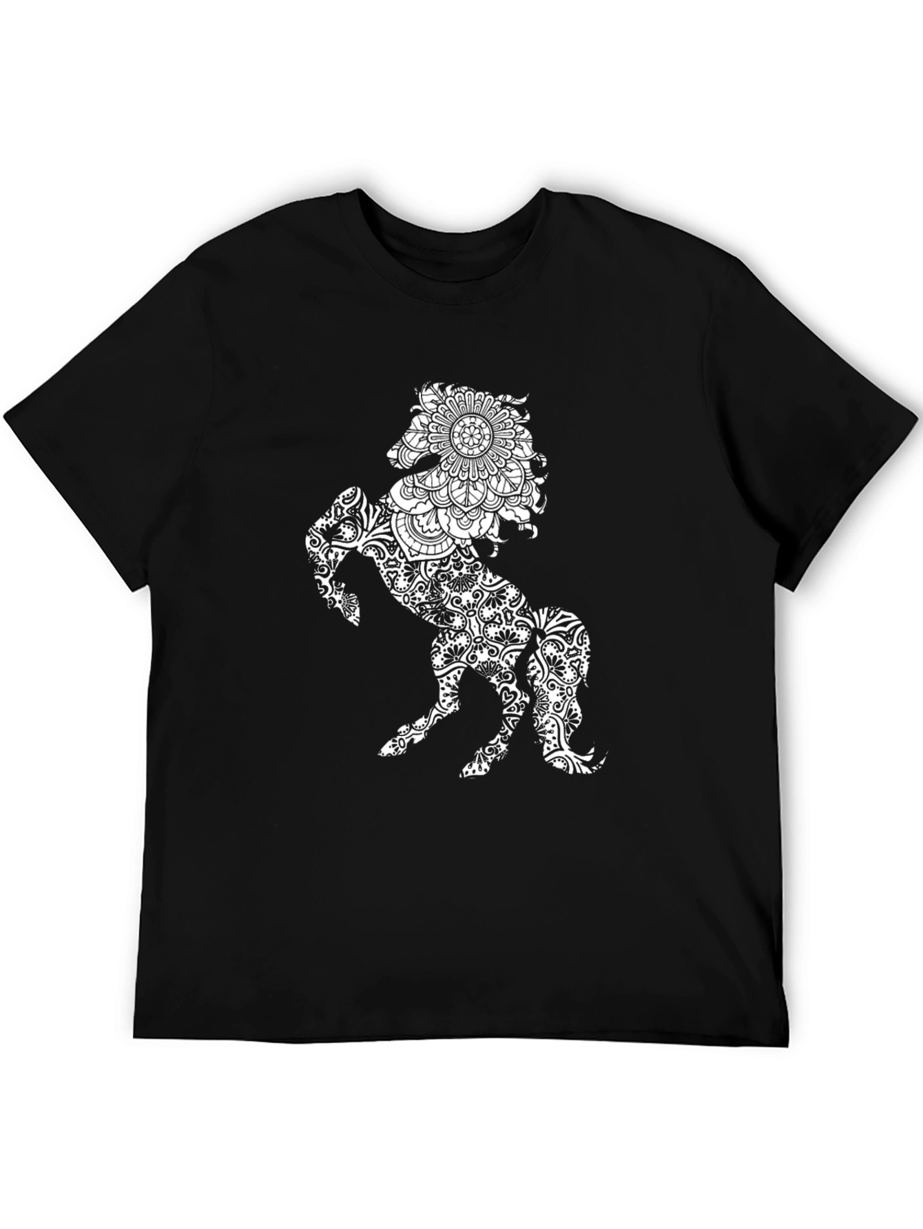 Black Black T-Shirt with Horse Mandala Print view 5