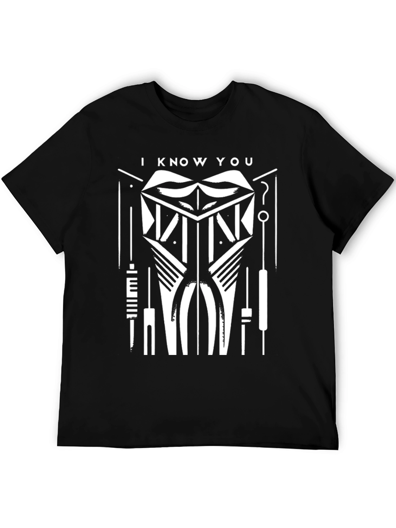 Black I Know You T-Shirt - Geometric Graphic Tee view 5