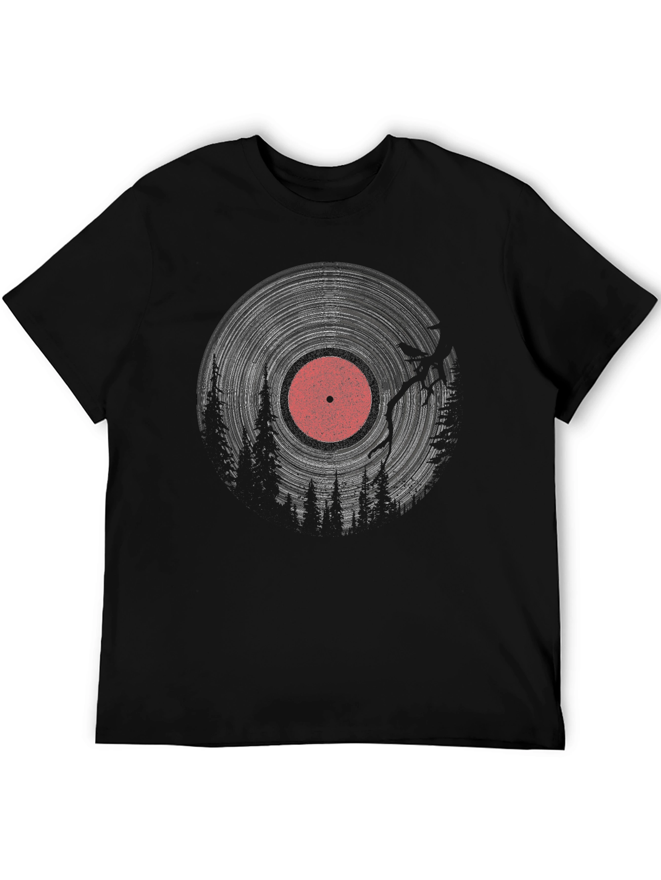Black Vinyl Record Forest T-Shirt - Black view 5