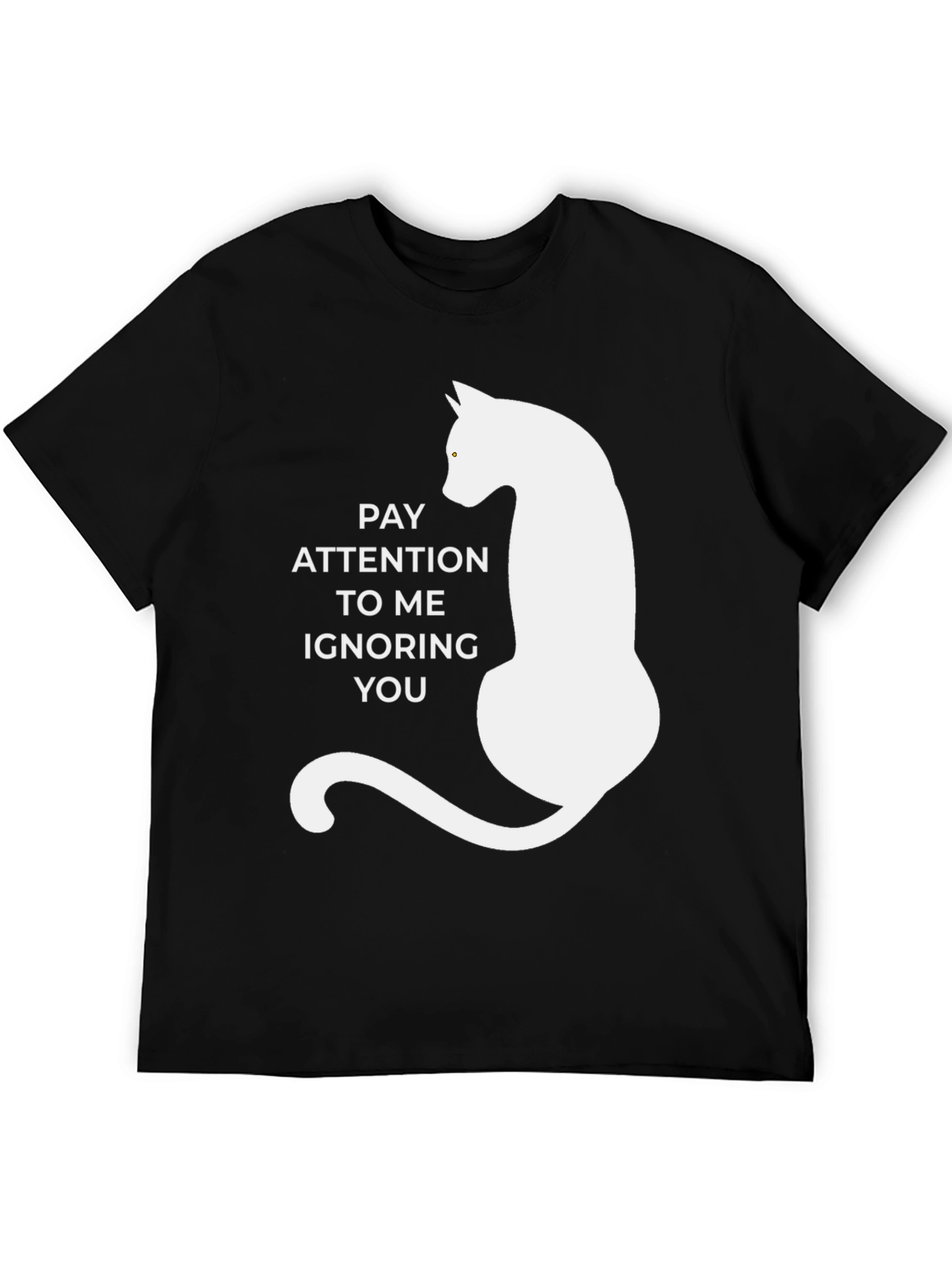 Black Pay Attention Cat T-Shirt - Humorous Tee view 5