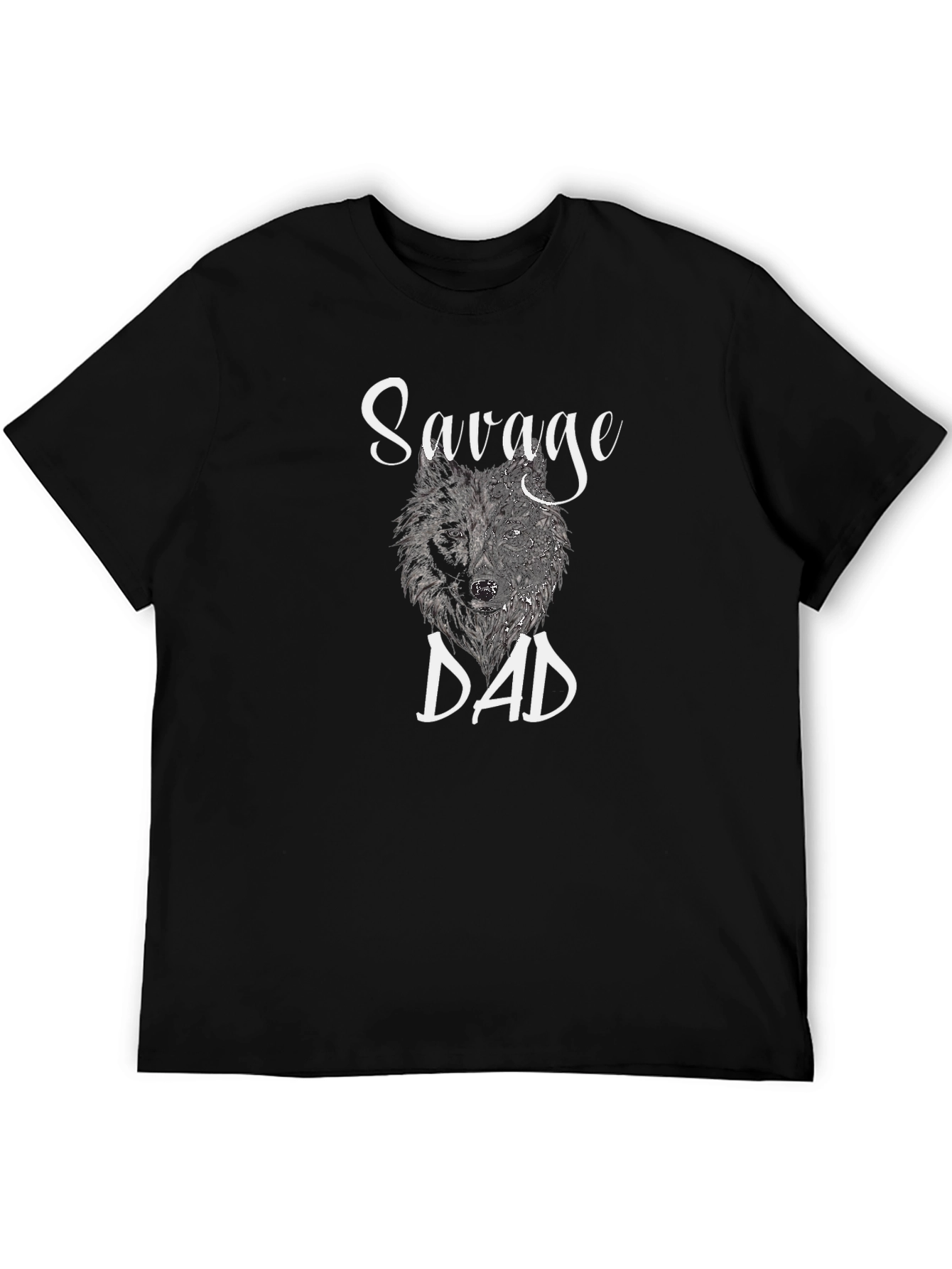 Black Savage Dad Wolf Graphic T-Shirt view 5