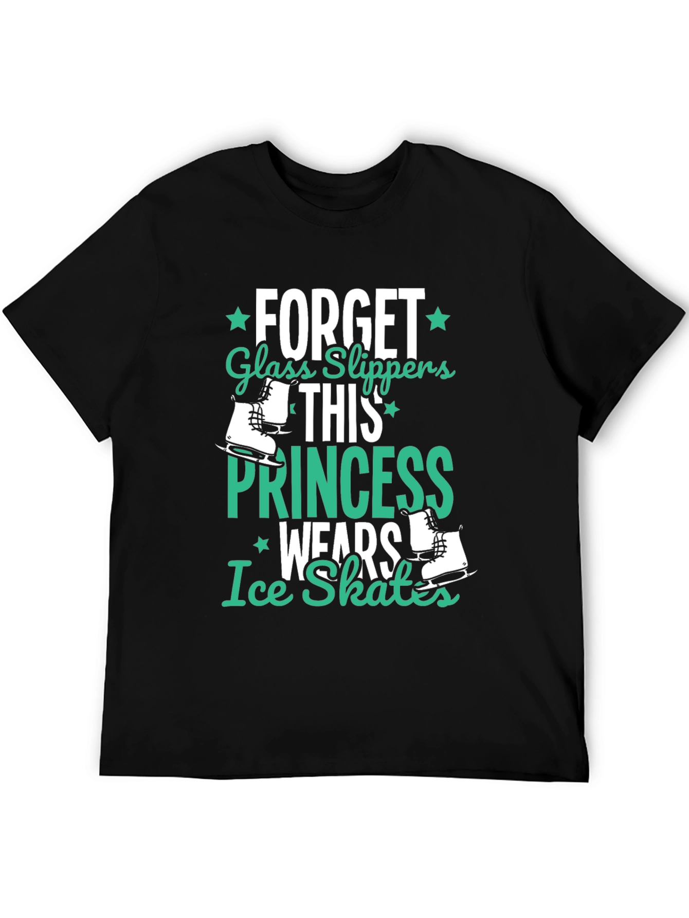 Black Ice Skates Princess Black T-Shirt view 5