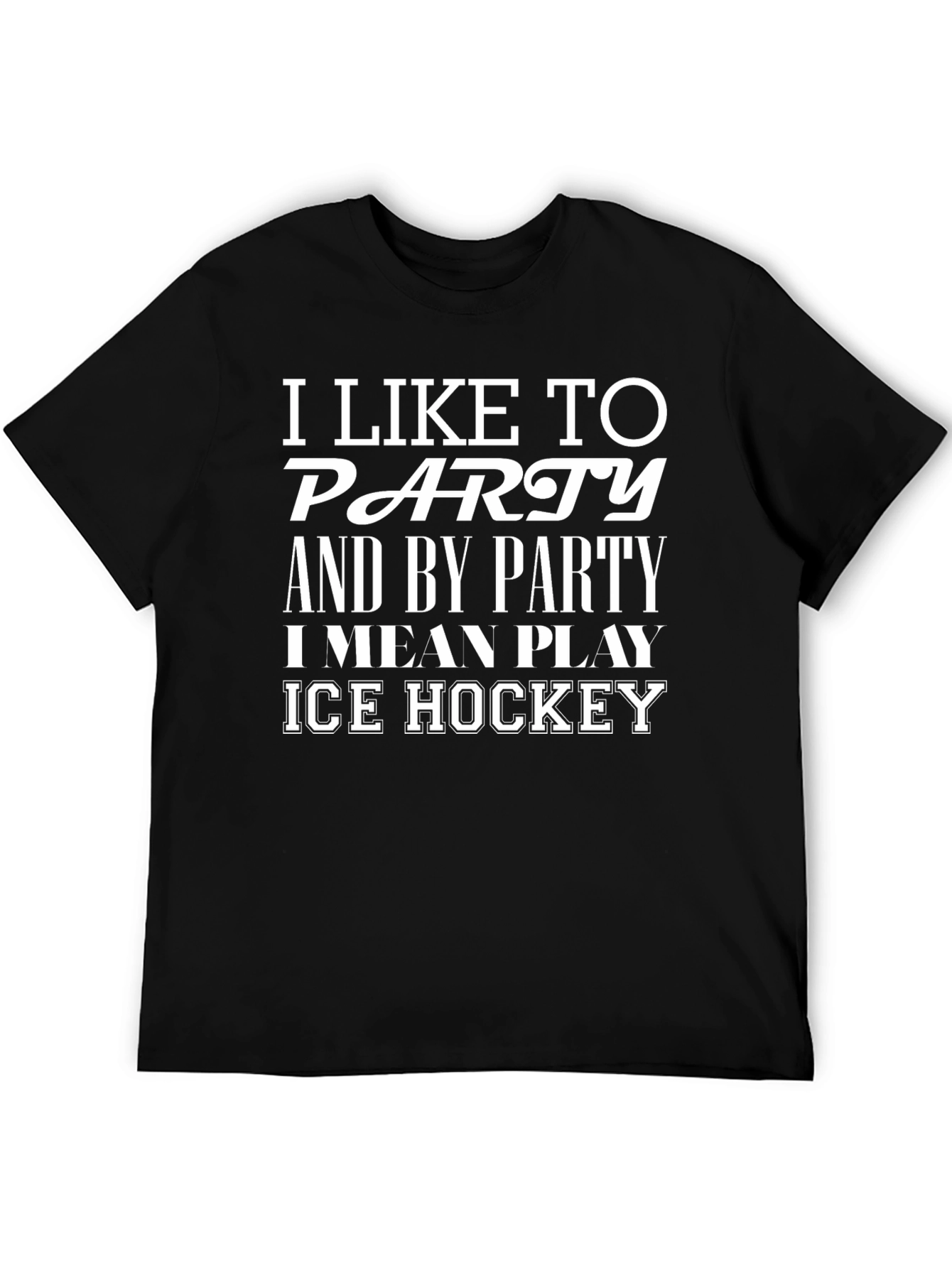 Black Party Ice Hockey Graphic Tee - Black view 5