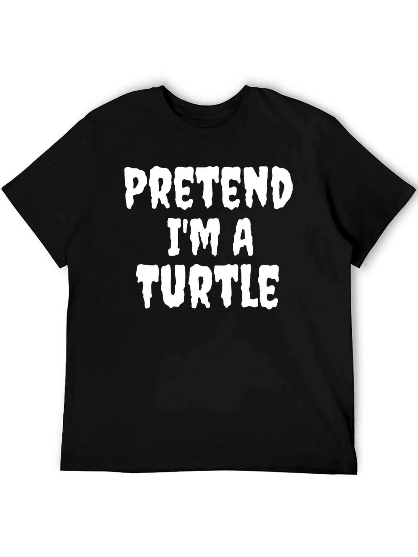 Black Pretend I'm A Turtle Black Cotton T-Shirt view 5