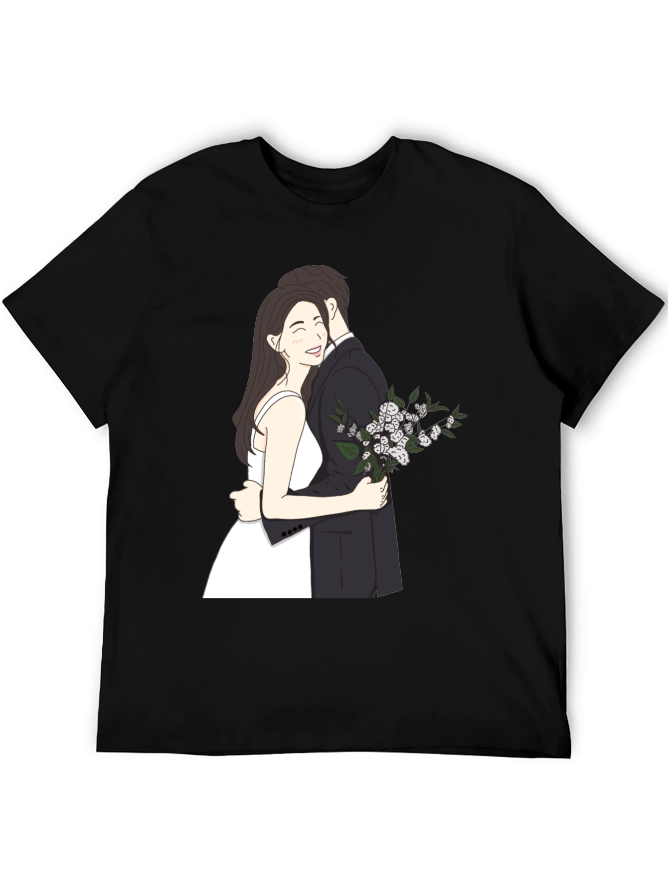 Black Couple Embrace Graphic Tee - Black view 5