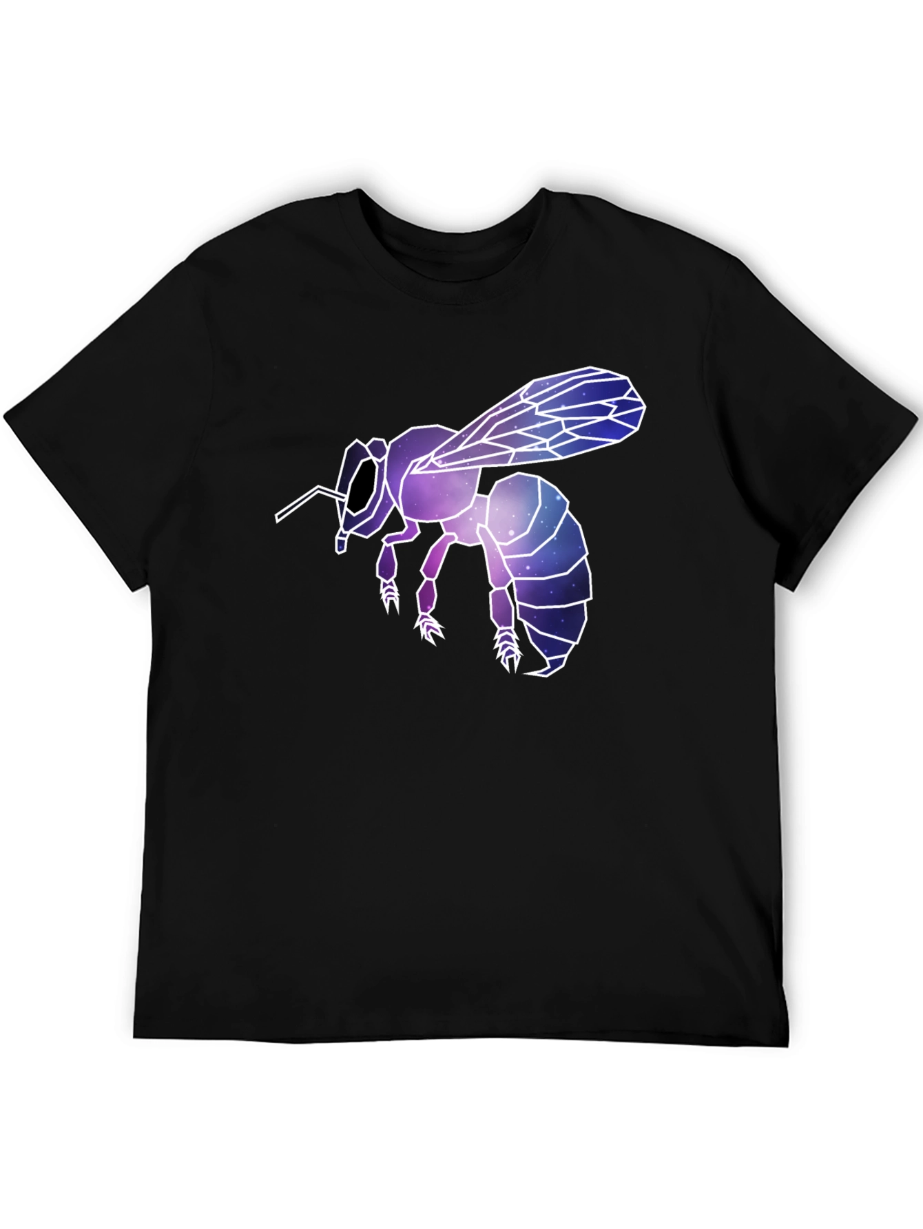 Black Geometric Galaxy Bee Graphic Tee - Black view 5