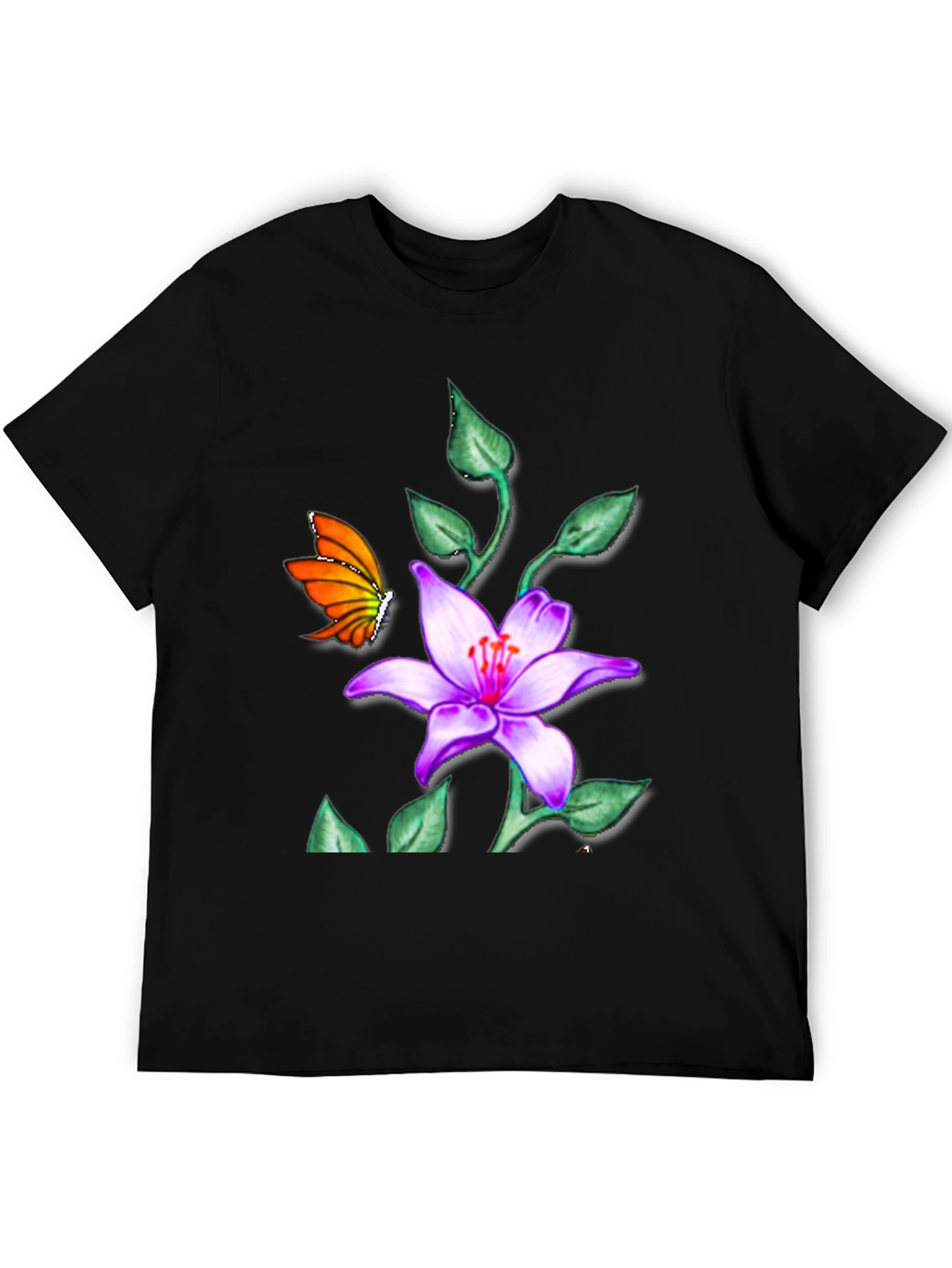 Black Butterfly & Floral T-Shirt view 5