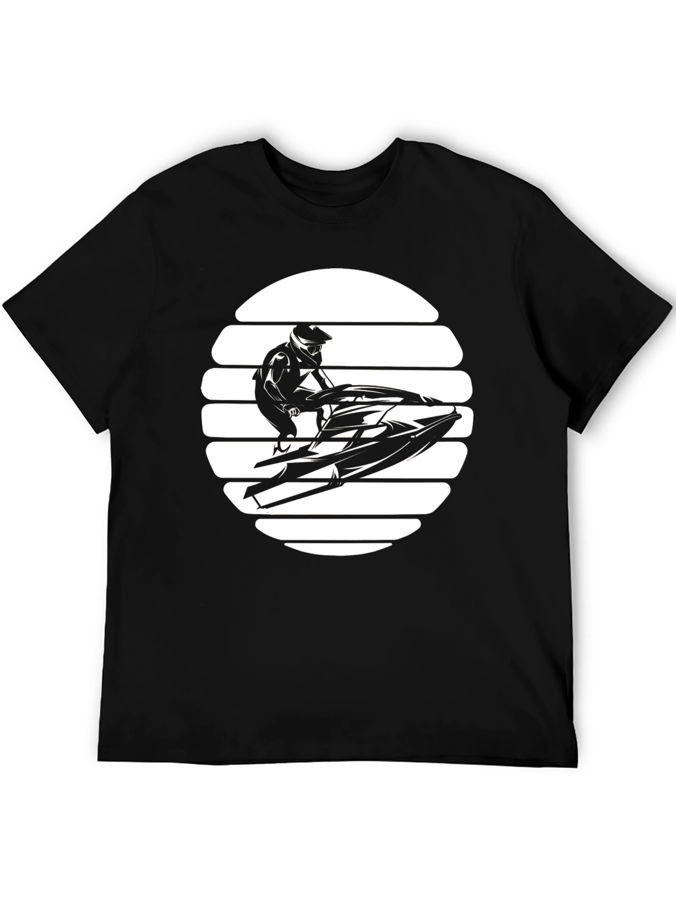 Black Jet Ski Sunset Graphic T-Shirt - Black view 5