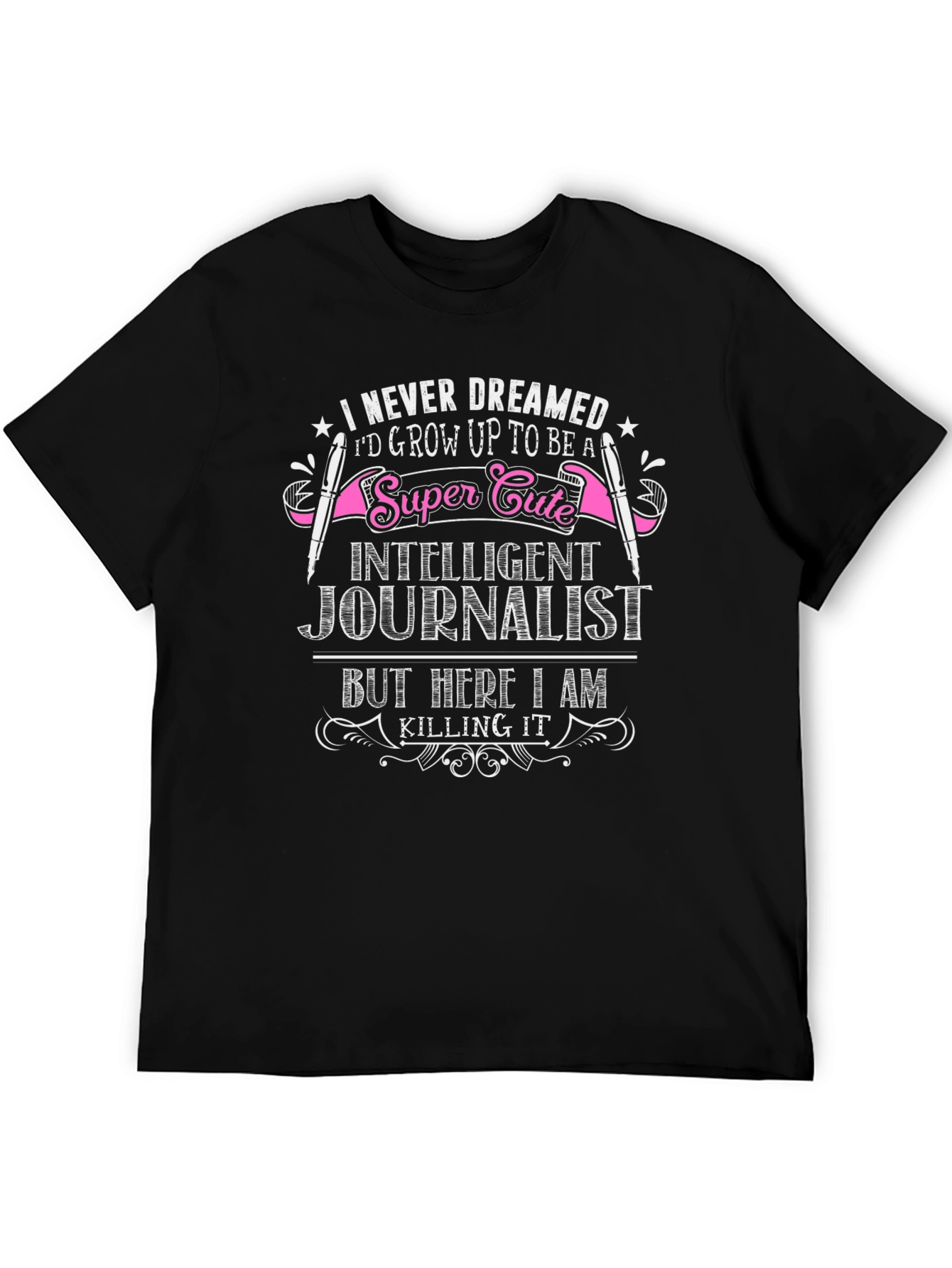 Black Super Cute Journalist Graphic T-Shirt view 5