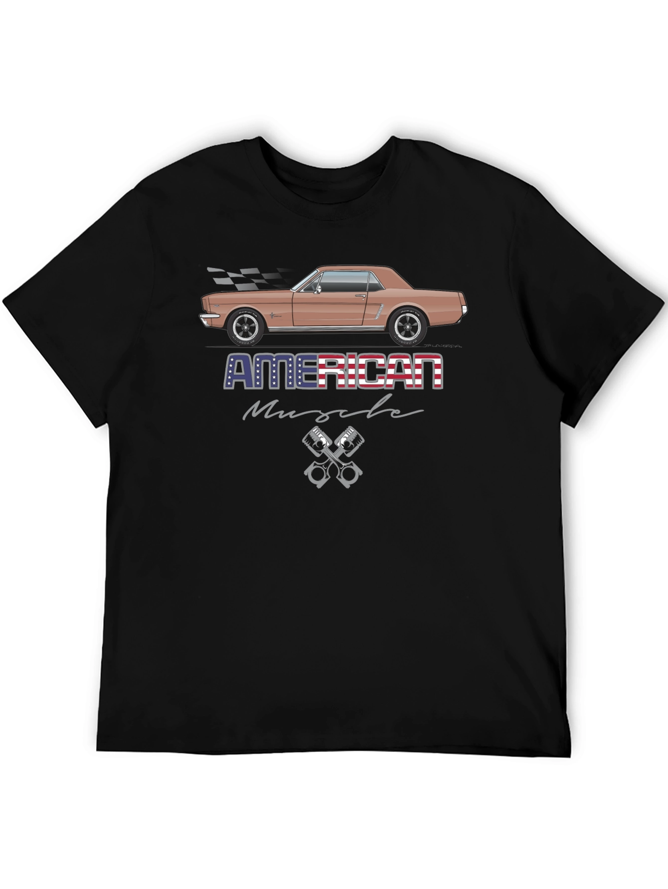 Black American Muscle Car T-Shirt view 5