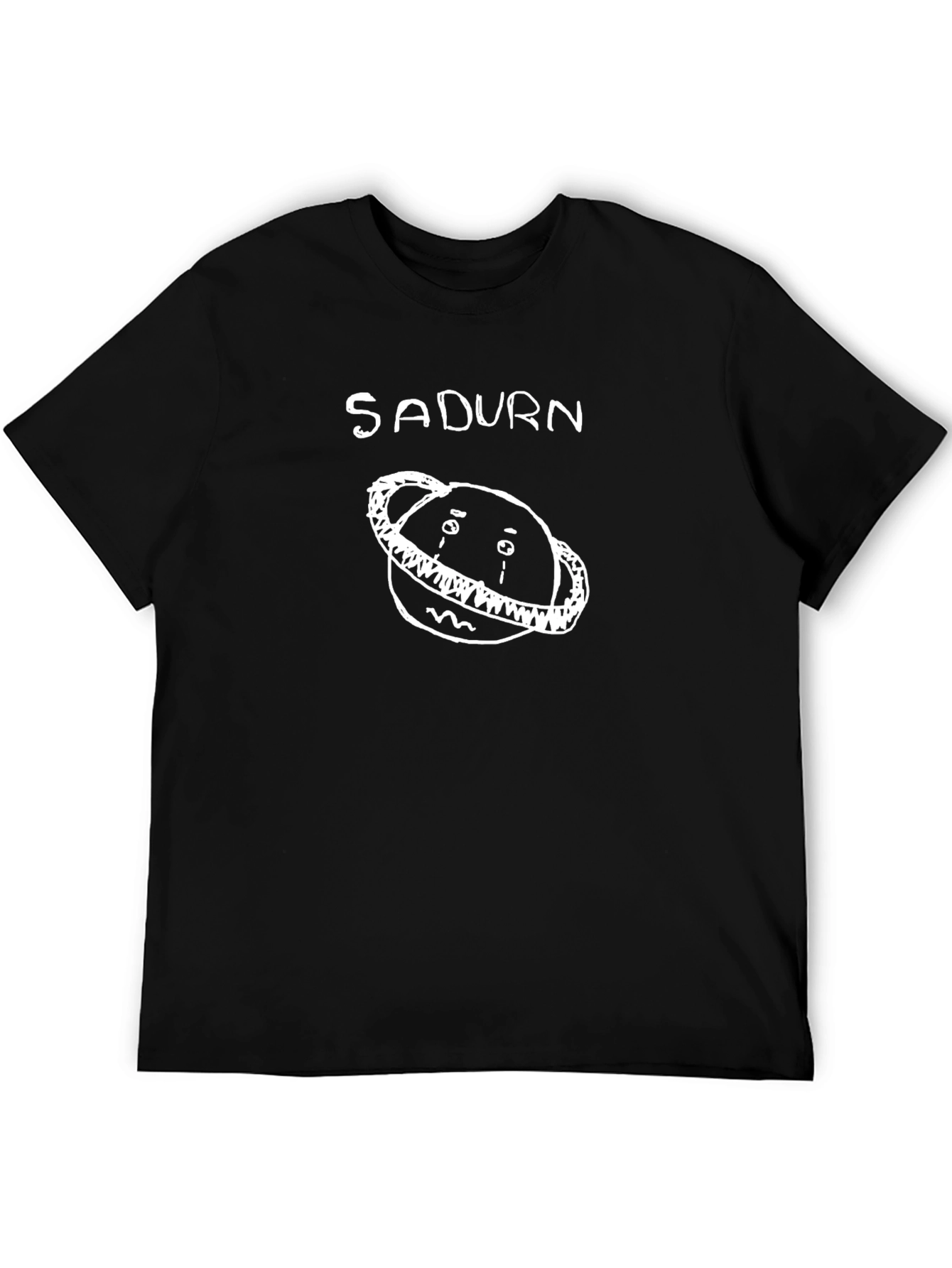 Black Sadurn Saturn T-Shirt - White Graphic on Black view 5
