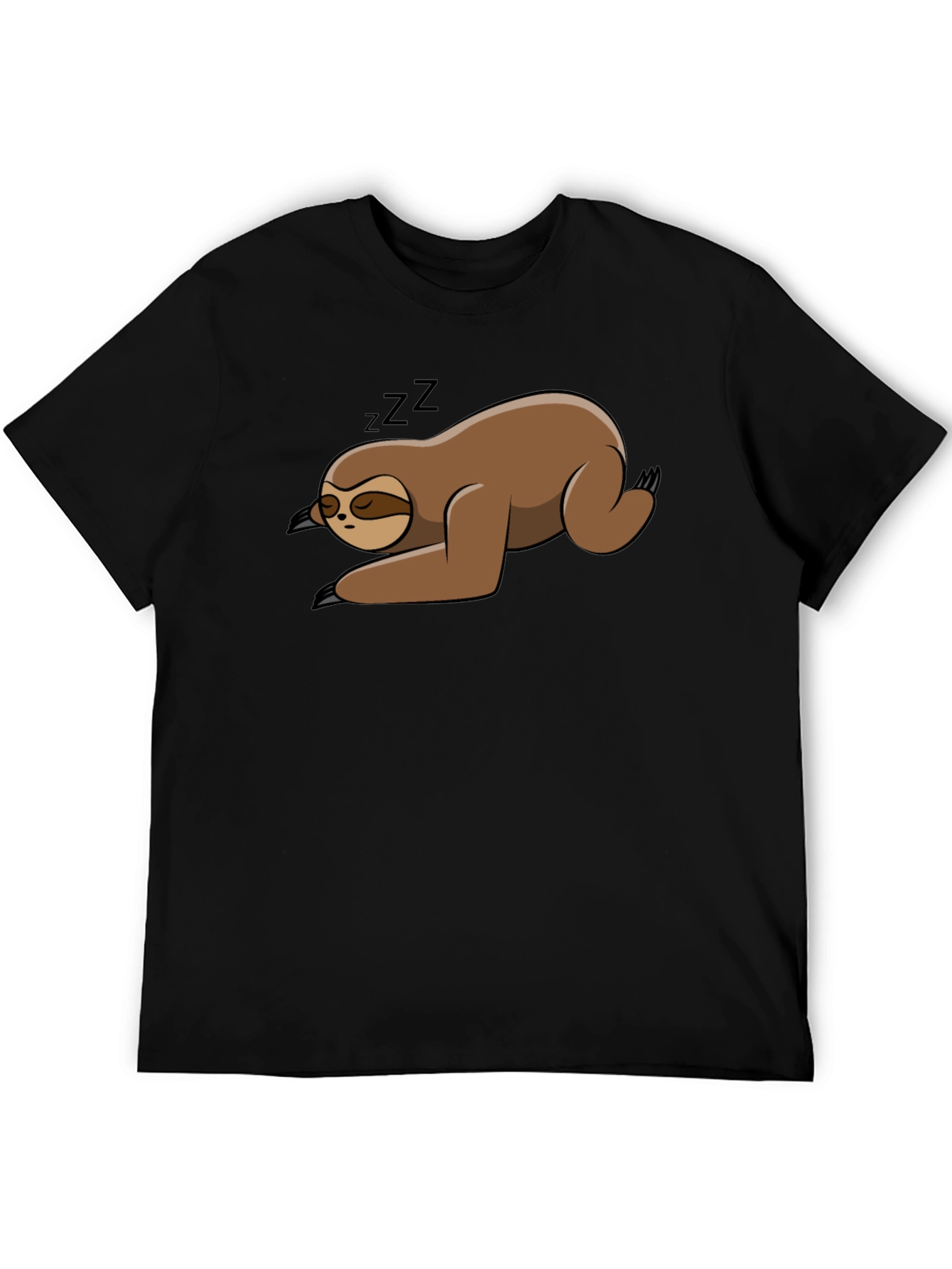 Black Sleeping Sloth Black T-Shirt view 5