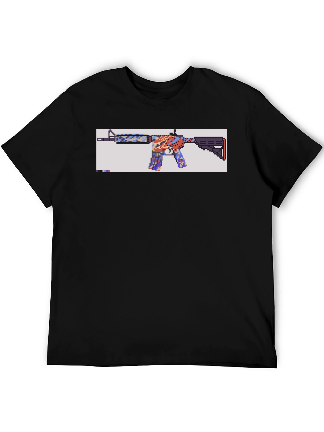 Black Pixelated Rifle Graphic Tee - Black Cotton Comfort view 5