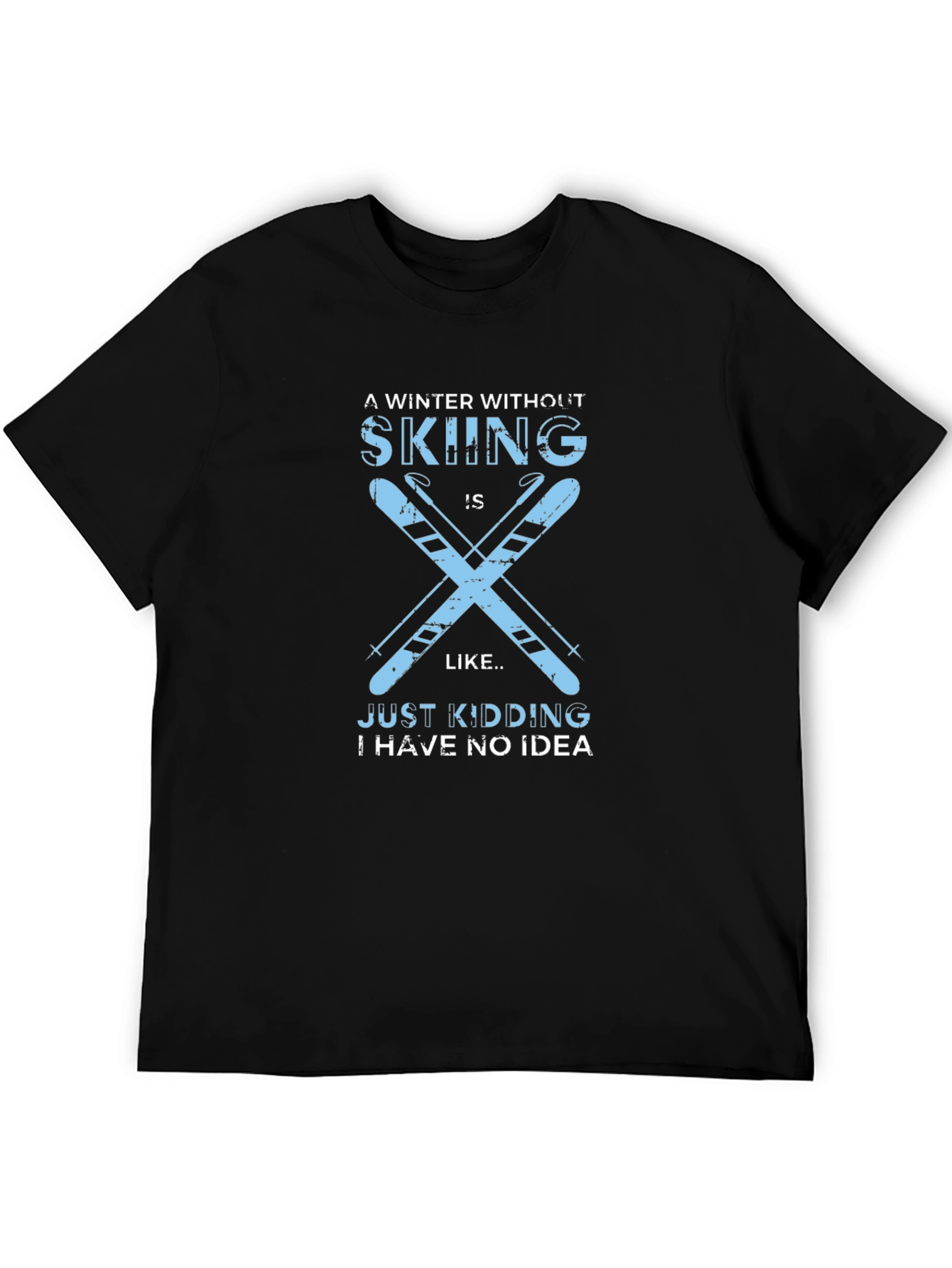 Black Skiing Winter T-Shirt view 5