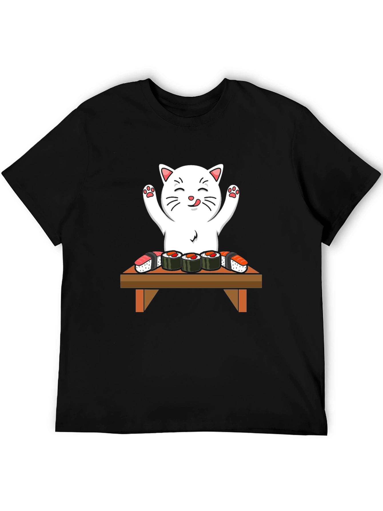 Black Cat Sushi T-Shirt - Cute Kawaii Design view 5