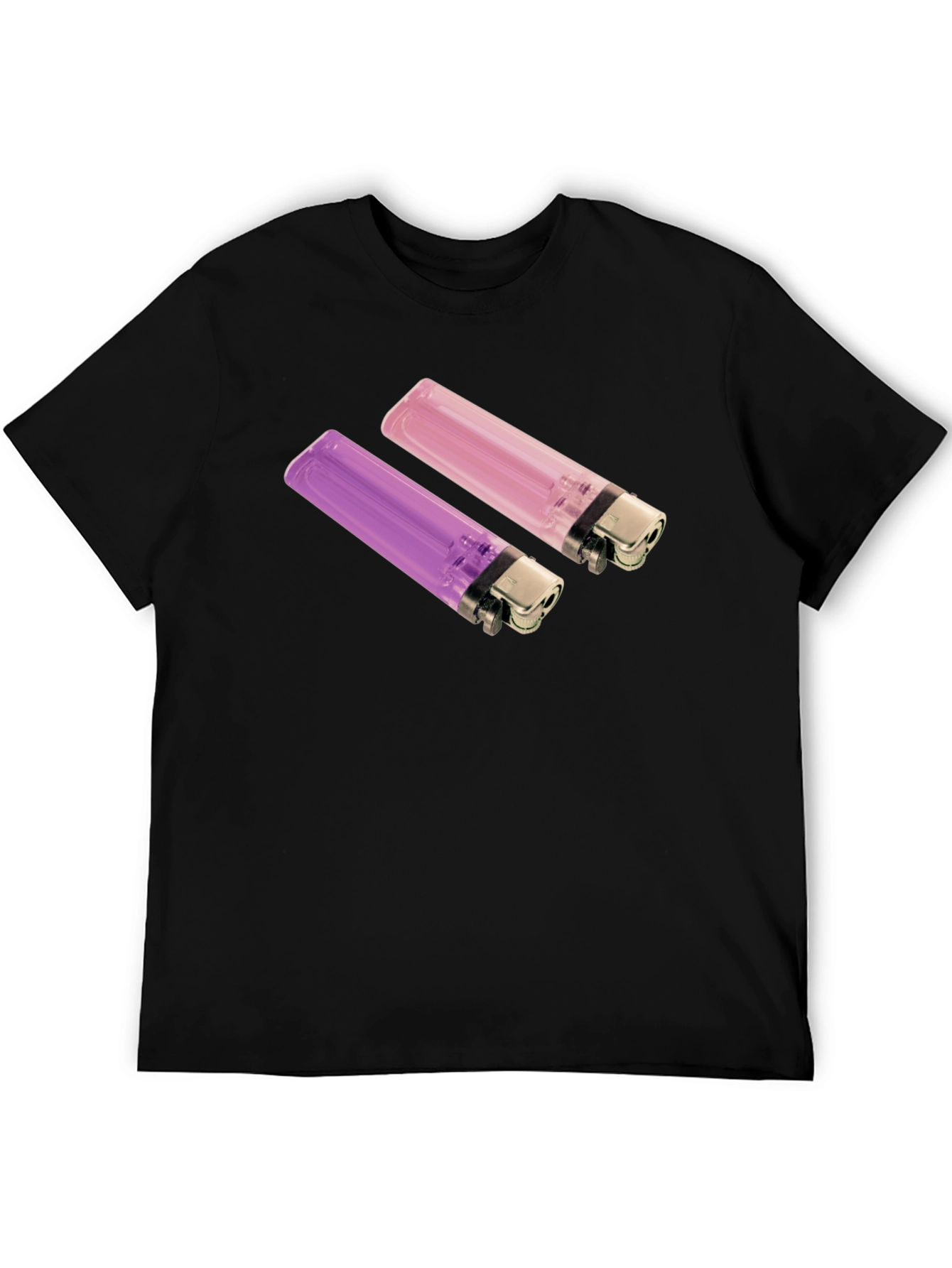 Black Novelty Lighter Graphic Tee - Black Cotton Blend view 5
