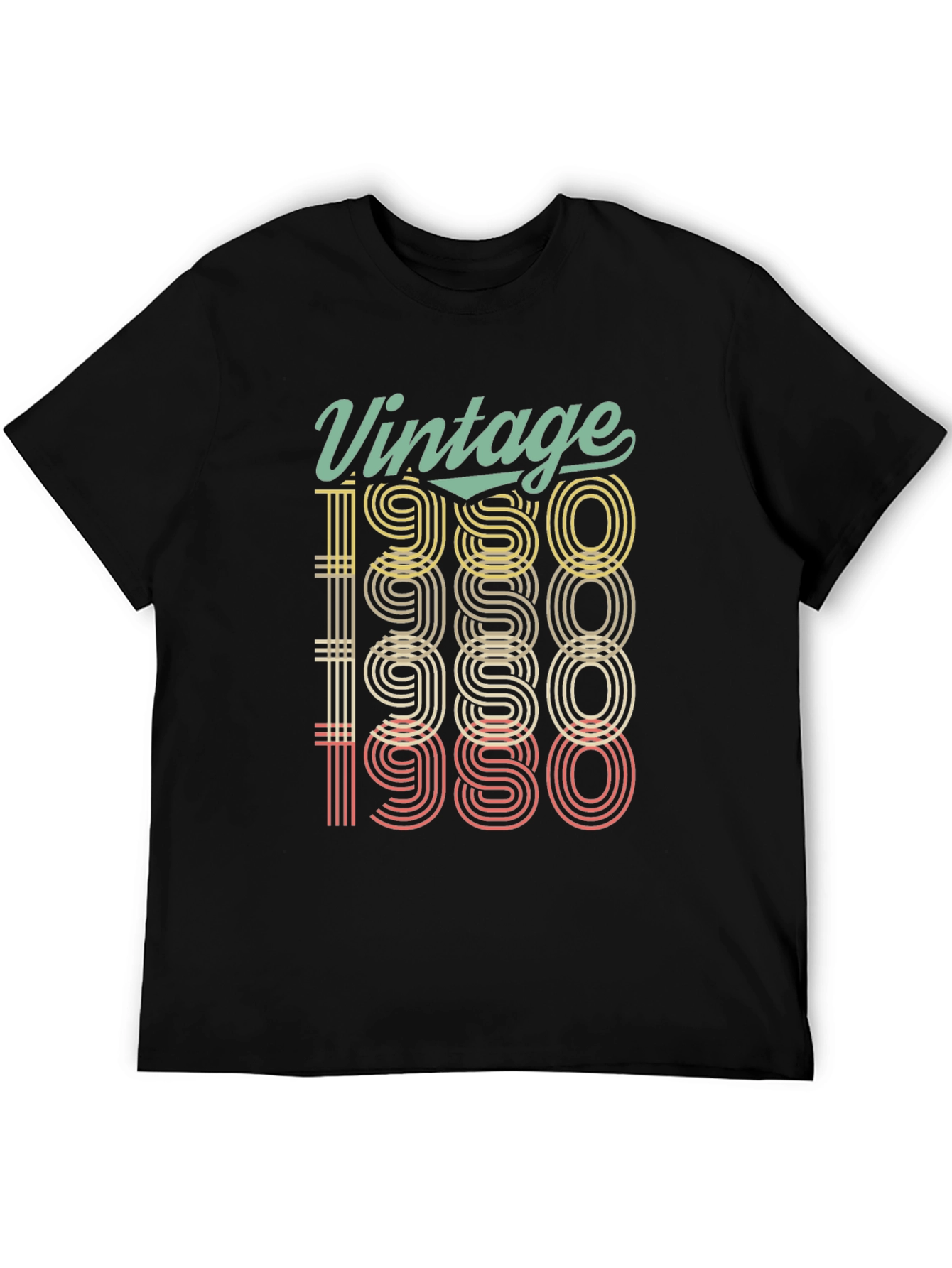 Black Vintage 1980 T-Shirt Retro Style Birthday Gift Tee view 5