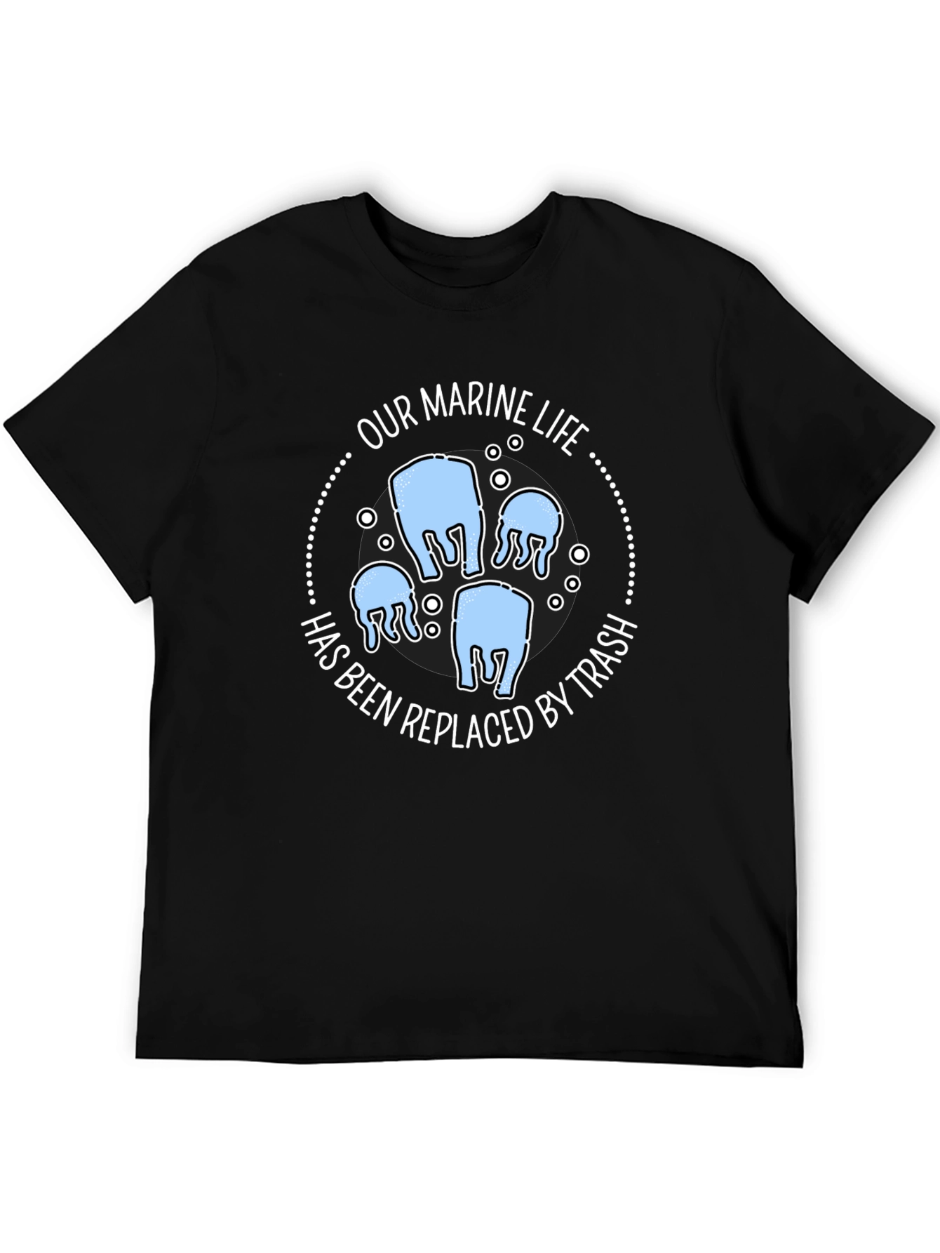 Black Marine Life Trash T-Shirt - Black Cotton view 5