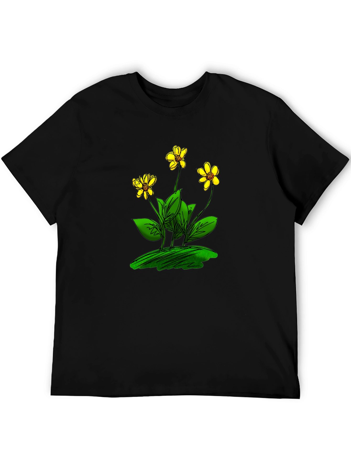 Black Black T-Shirt with Floral Design view 5