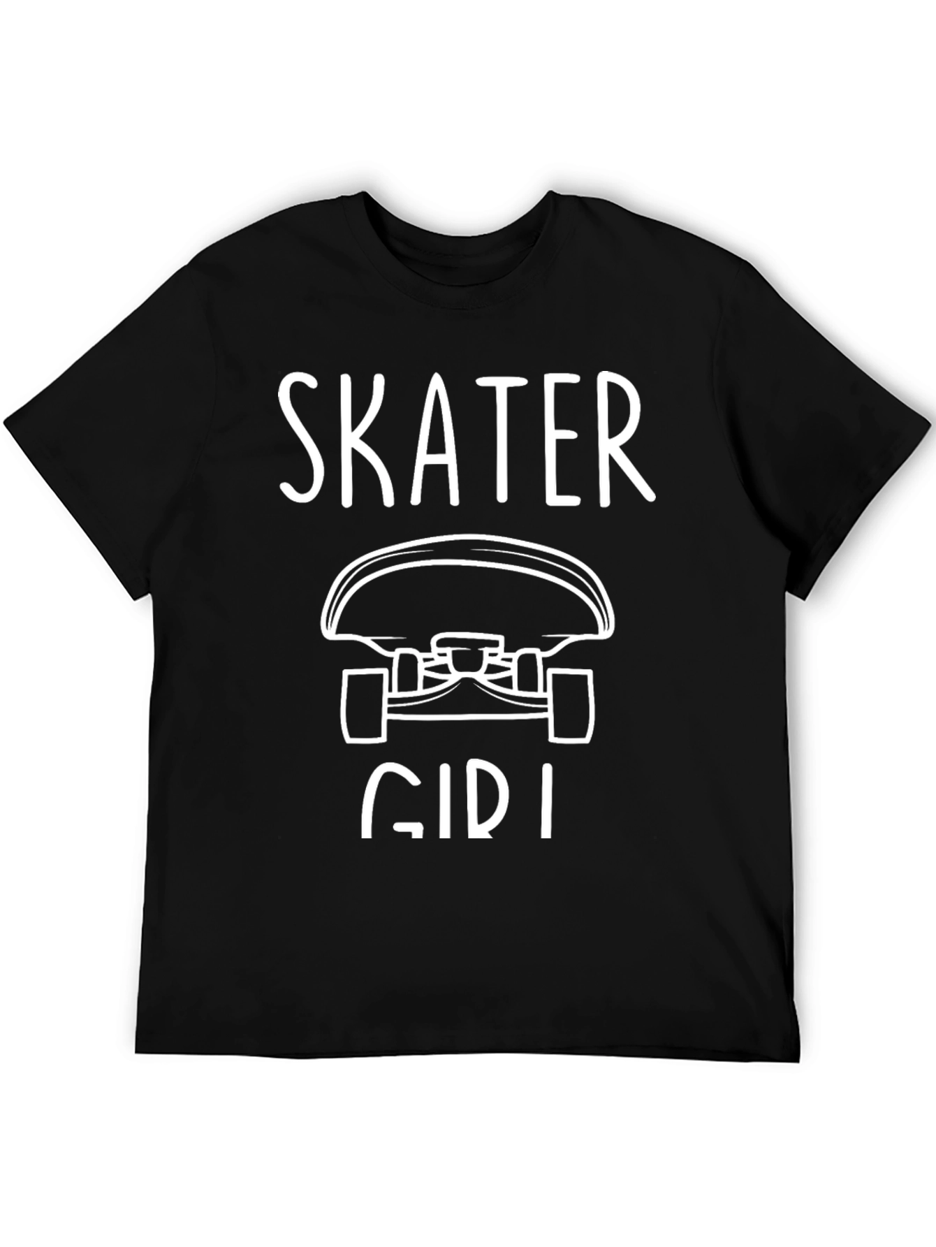 Black Skater Girl Graphic Tee - Black Crew Neck view 5